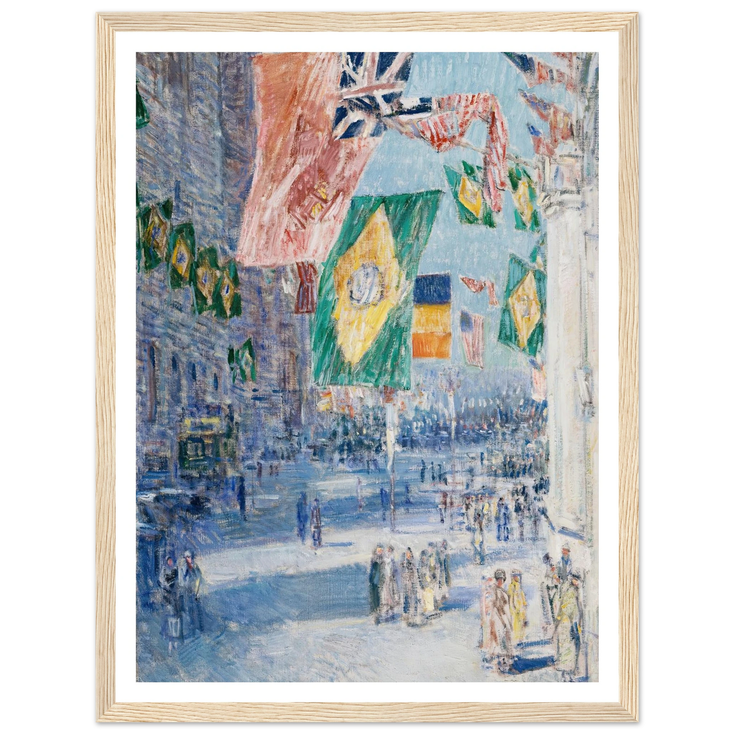 Avenue of the Allies; Brazil, Belgium (1918) Art Print | Childe Hassam - Framed Poster - 30x40 cm / 12x16″ - Black frame