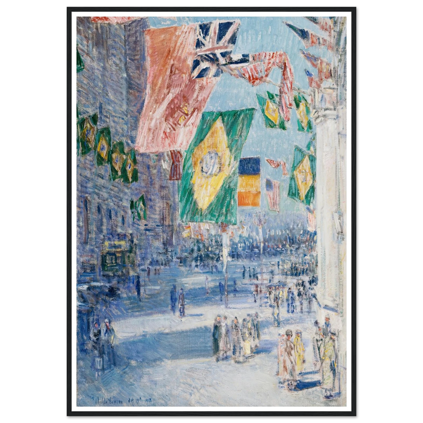 Avenue of the Allies; Brazil, Belgium (1918) Art Print | Childe Hassam - Framed Poster - 30x40 cm / 12x16″ - Black frame