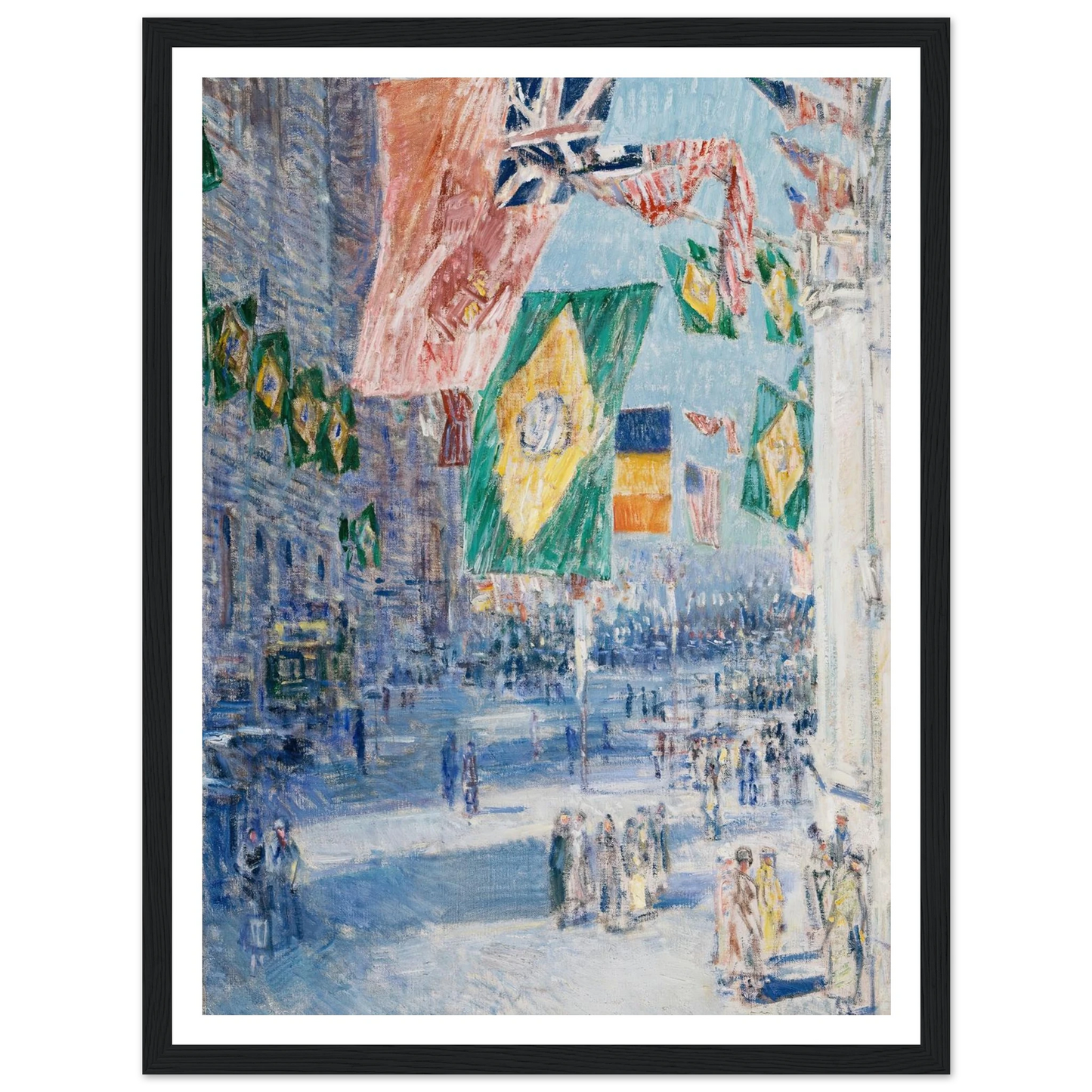 Avenue of the Allies; Brazil, Belgium (1918) Art Print | Childe Hassam - Framed Poster - 30x40 cm / 12x16″ - Black frame