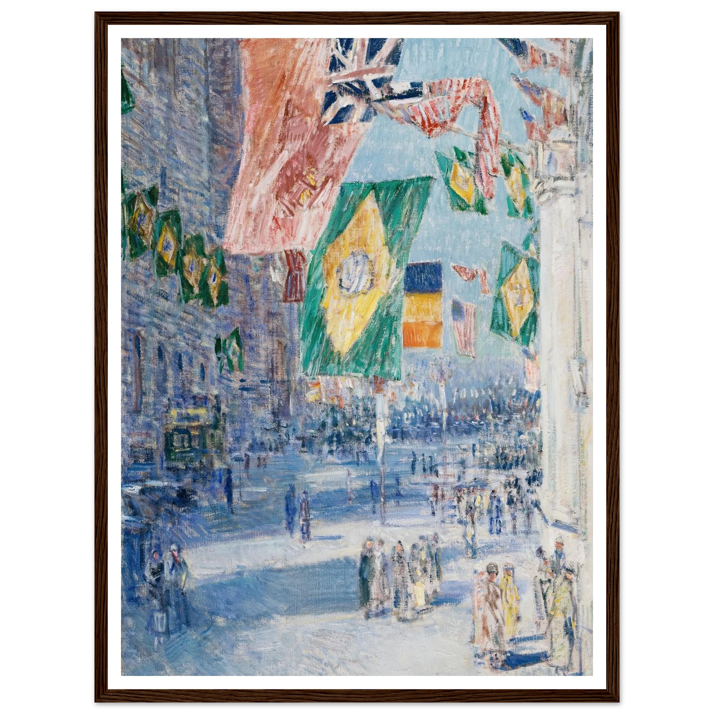 Avenue of the Allies; Brazil, Belgium (1918) Art Print | Childe Hassam - Framed Poster - 30x40 cm / 12x16″ - Black frame