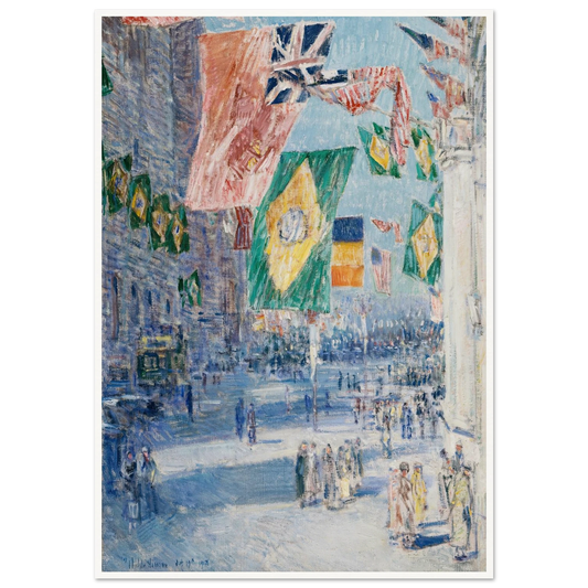 Avenue of the Allies; Brazil, Belgium (1918) Art Print | Childe Hassam - Framed Poster - 30x40 cm / 12x16″ - Black frame