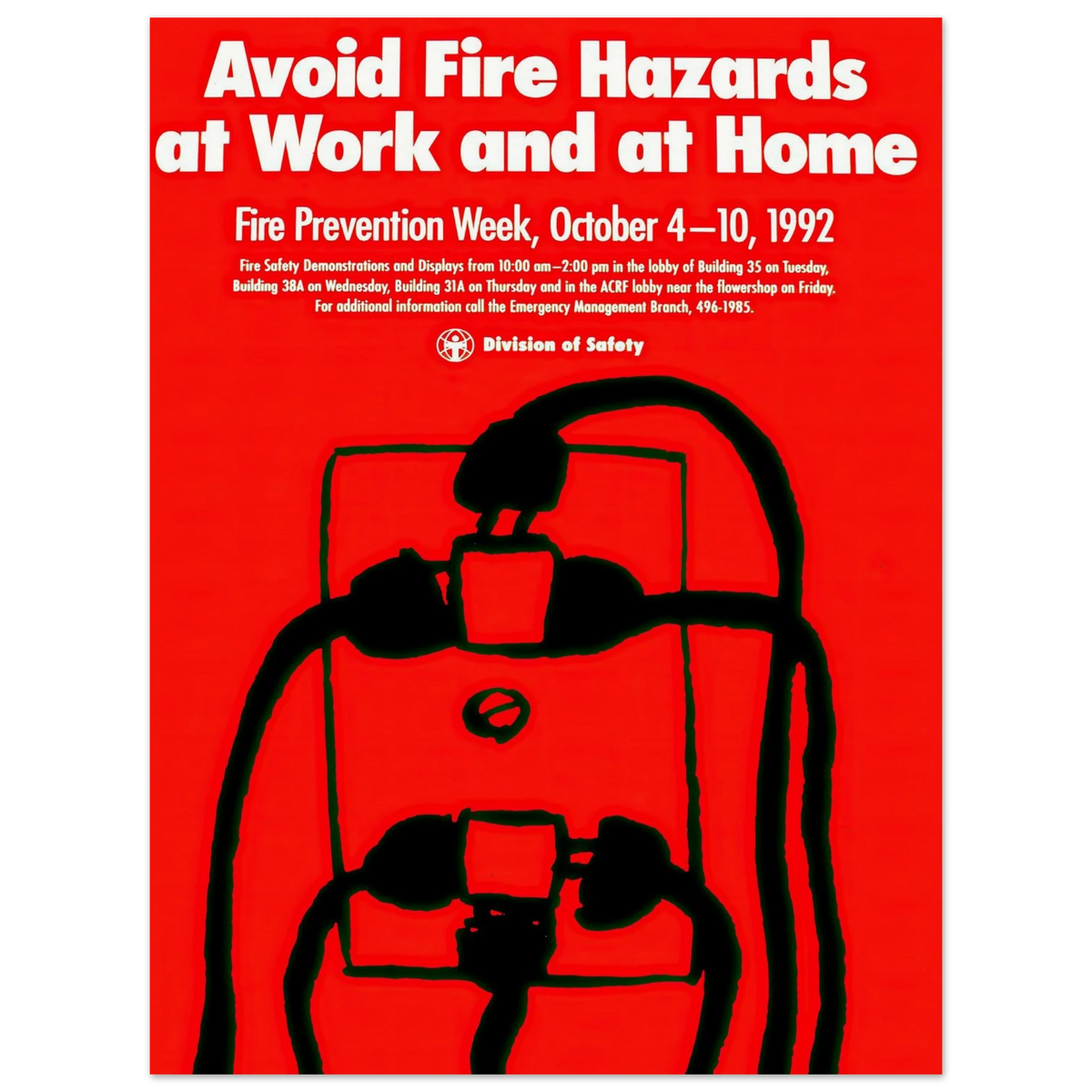 Avoid fire hazards at work and at home (1992) Art Print | National Institutes of Health - Framed Poster - 30x40 cm / 12x16″ - Black frame