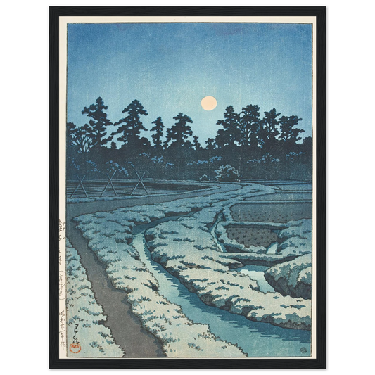 Ayashi no tsuki (Miyagi ken) (Moon at Ayashi, Miyagi Prefecture) (1946) Art Print | Kawase Hasui - Framed Poster - 30x40 cm / 12x16″ - Black frame
