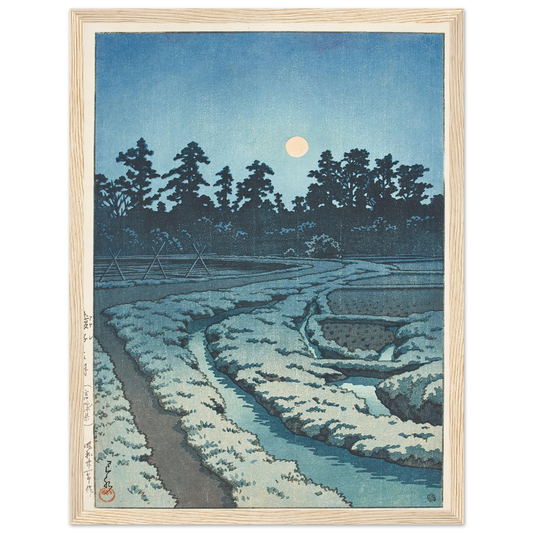 Ayashi no tsuki (Miyagi ken) (Moon at Ayashi, Miyagi Prefecture) (1946) Art Print | Kawase Hasui - Framed Poster - 30x40 cm / 12x16″ - Black frame