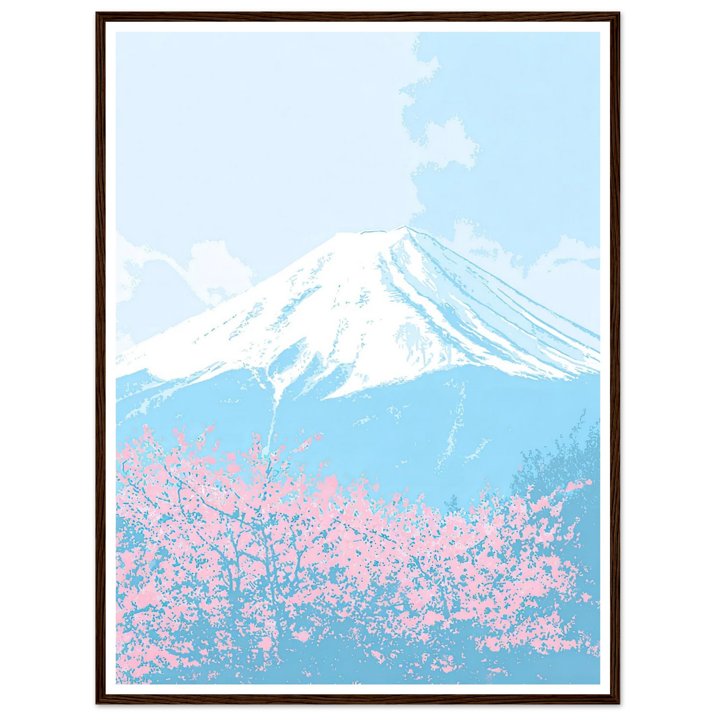 Azure Fuji, Neon Pink - Framed Poster - 30x40 cm / 12x16″ - Black frame