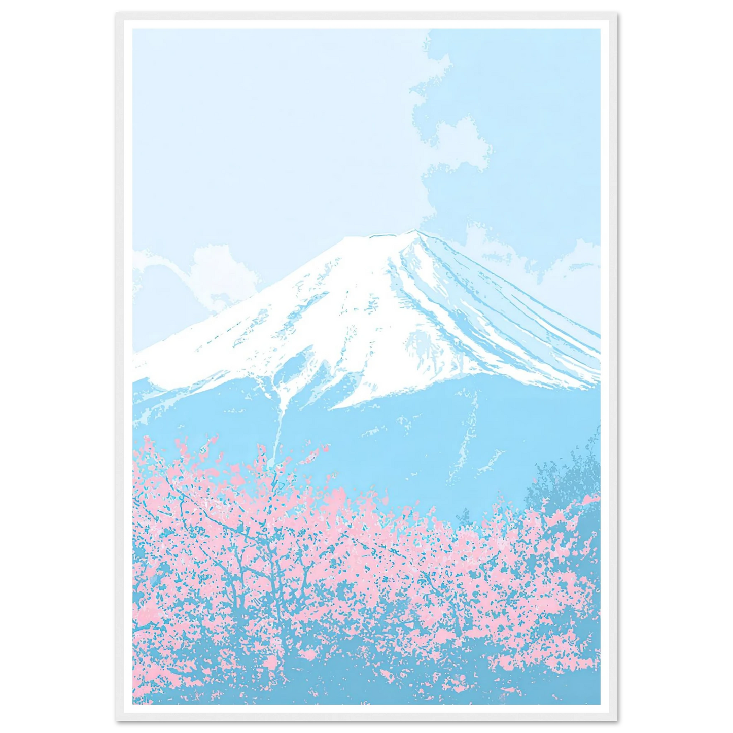 Azure Fuji, Neon Pink - Framed Poster - 30x40 cm / 12x16″ - Black frame