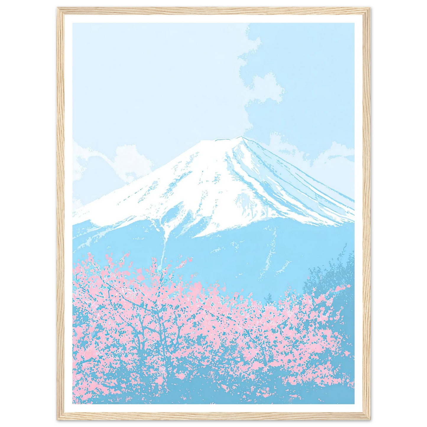 Azure Fuji, Neon Pink - Framed Poster - 30x40 cm / 12x16″ - Black frame