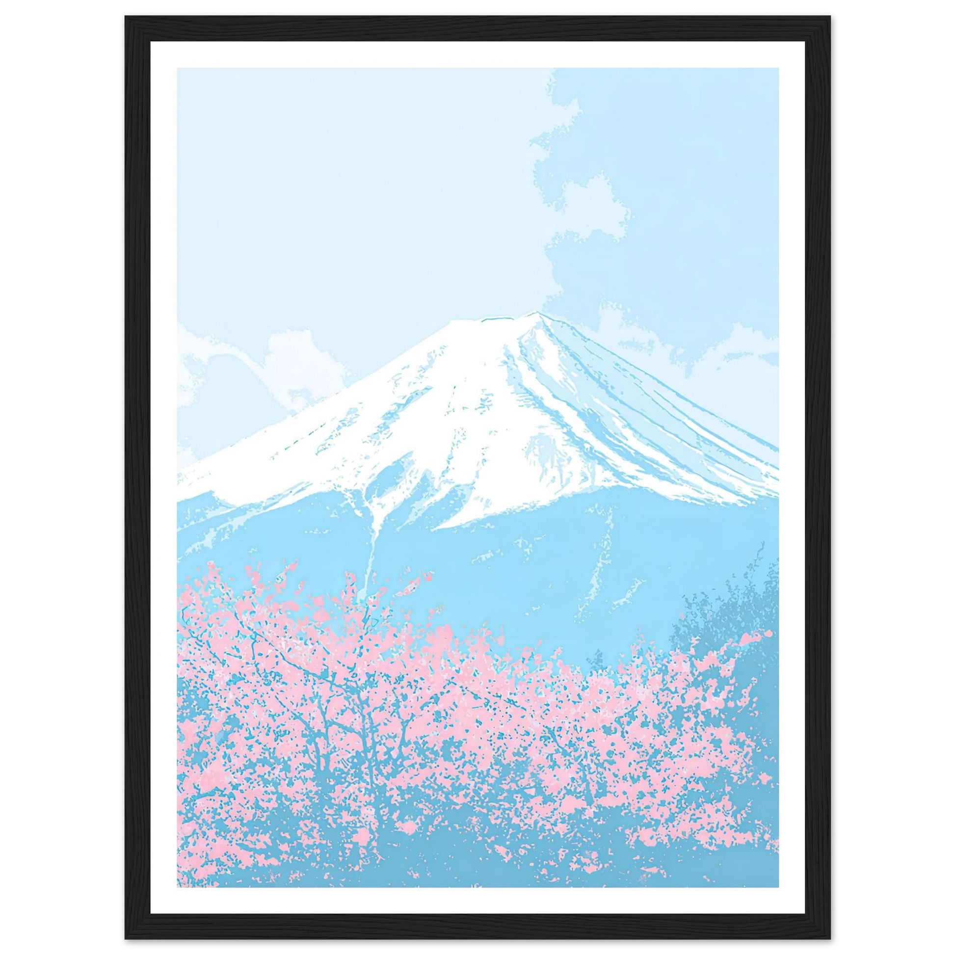 Azure Fuji, Neon Pink - Framed Poster - 30x40 cm / 12x16″ - Black frame