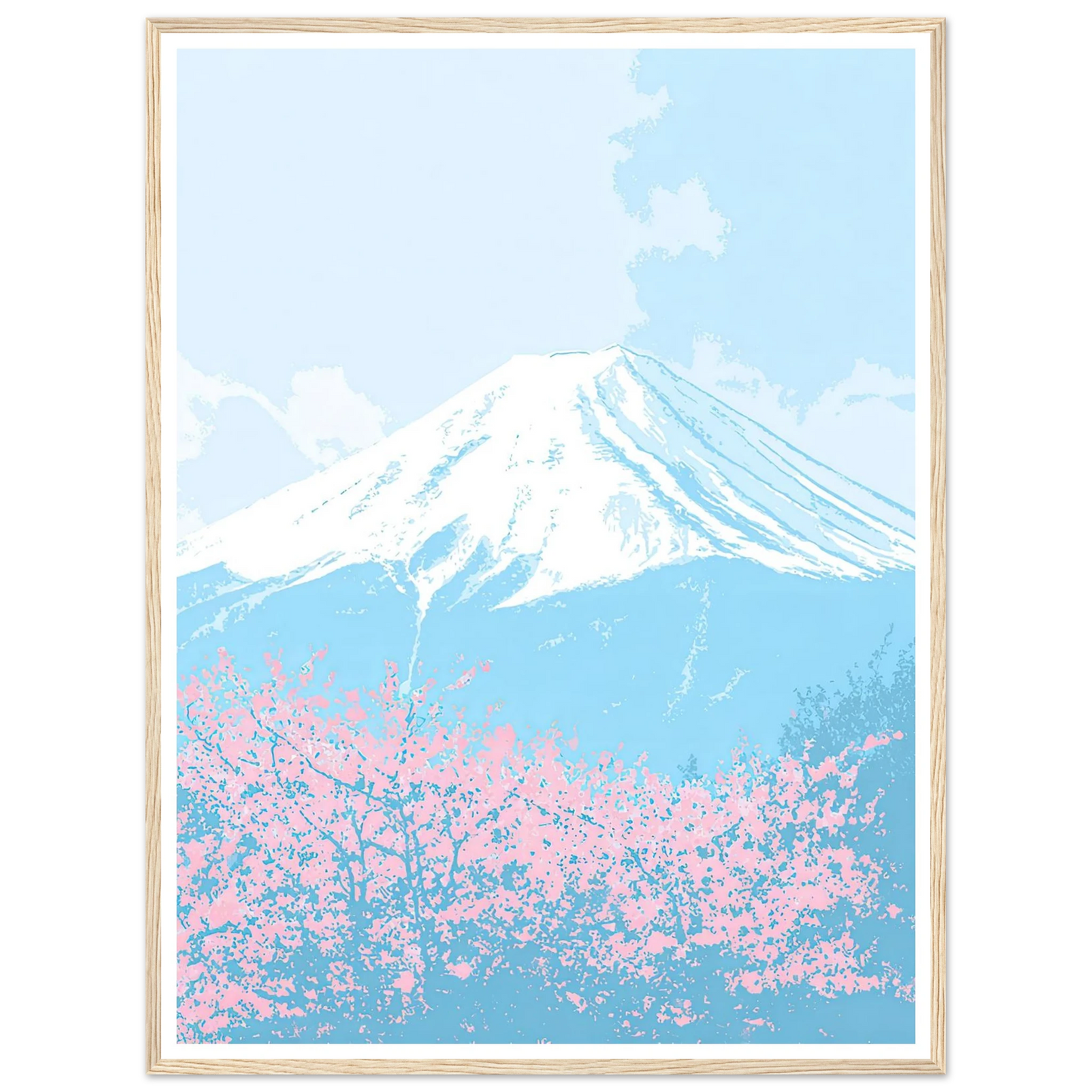 Azure Fuji, Neon Pink - Framed Poster - 30x40 cm / 12x16″ - Black frame