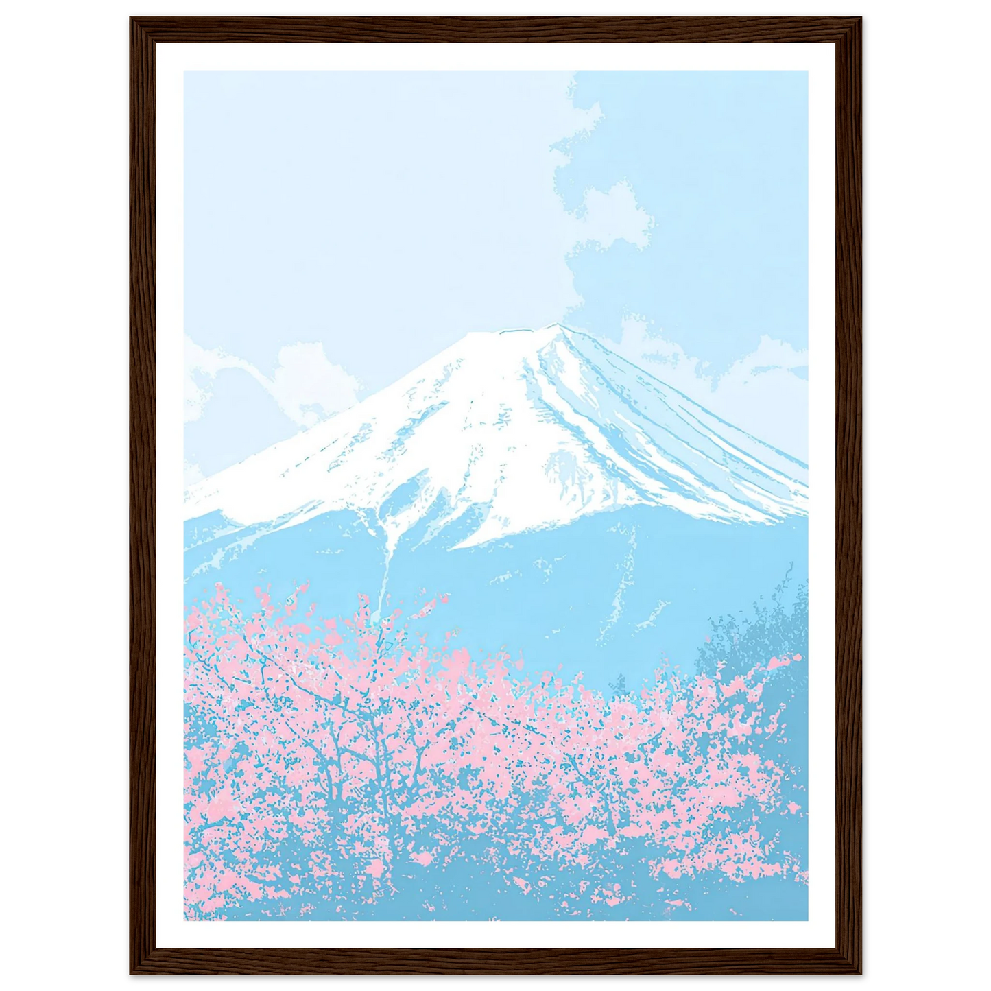 Azure Fuji, Neon Pink - Framed Poster - 30x40 cm / 12x16″ - Black frame