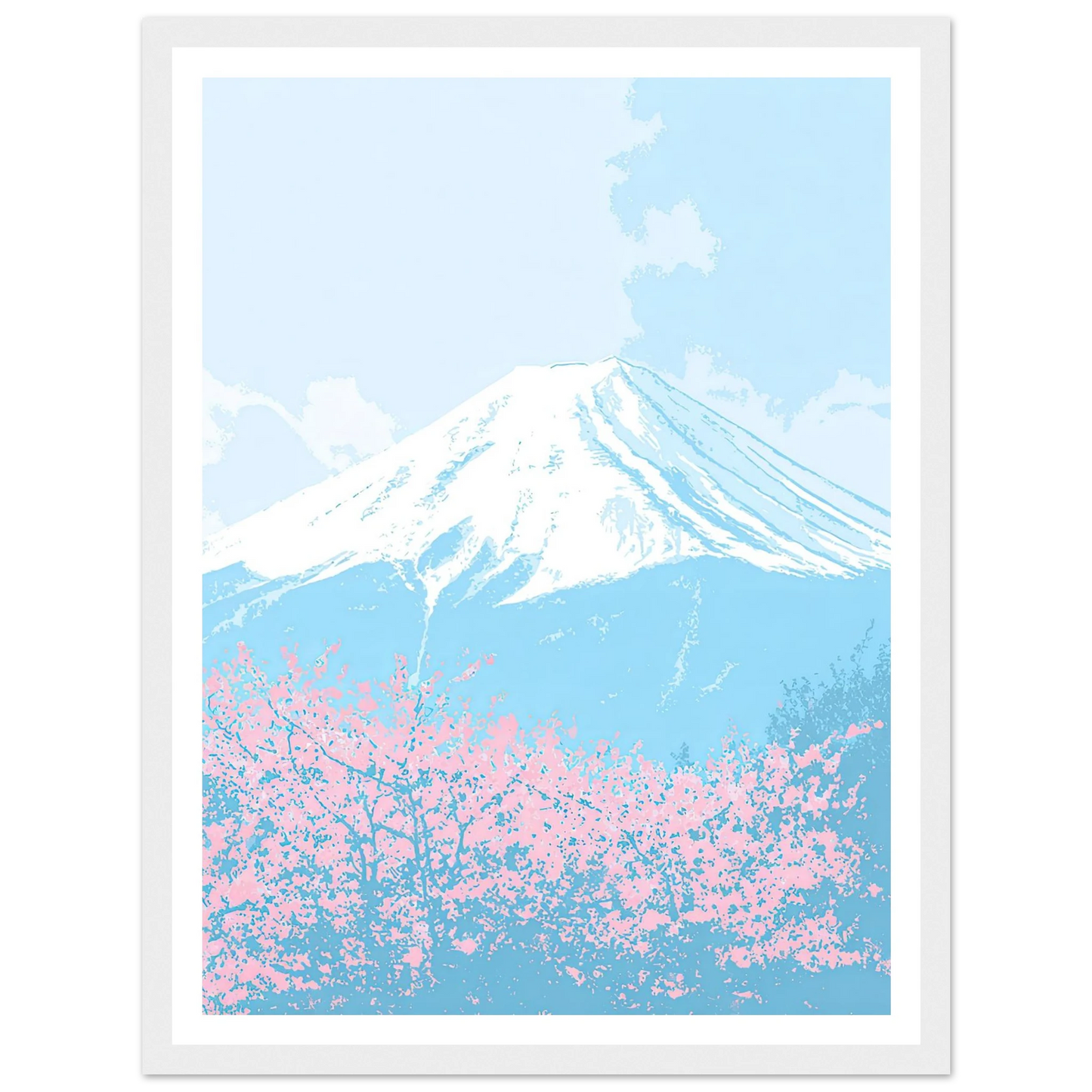 Azure Fuji, Neon Pink - Framed Poster - 30x40 cm / 12x16″ - Black frame