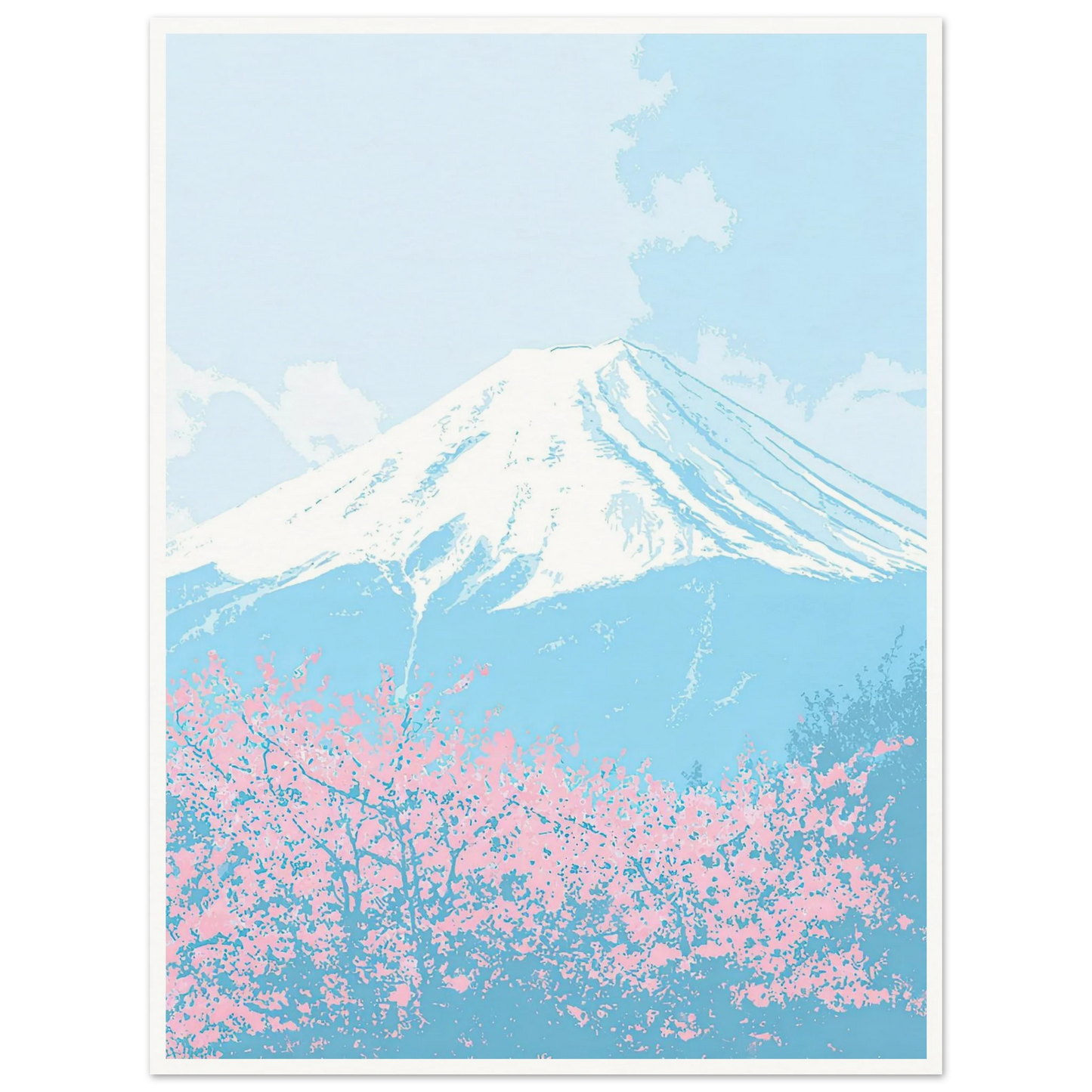 Azure Fuji, Neon Pink - Framed Poster - 30x40 cm / 12x16″ - Black frame