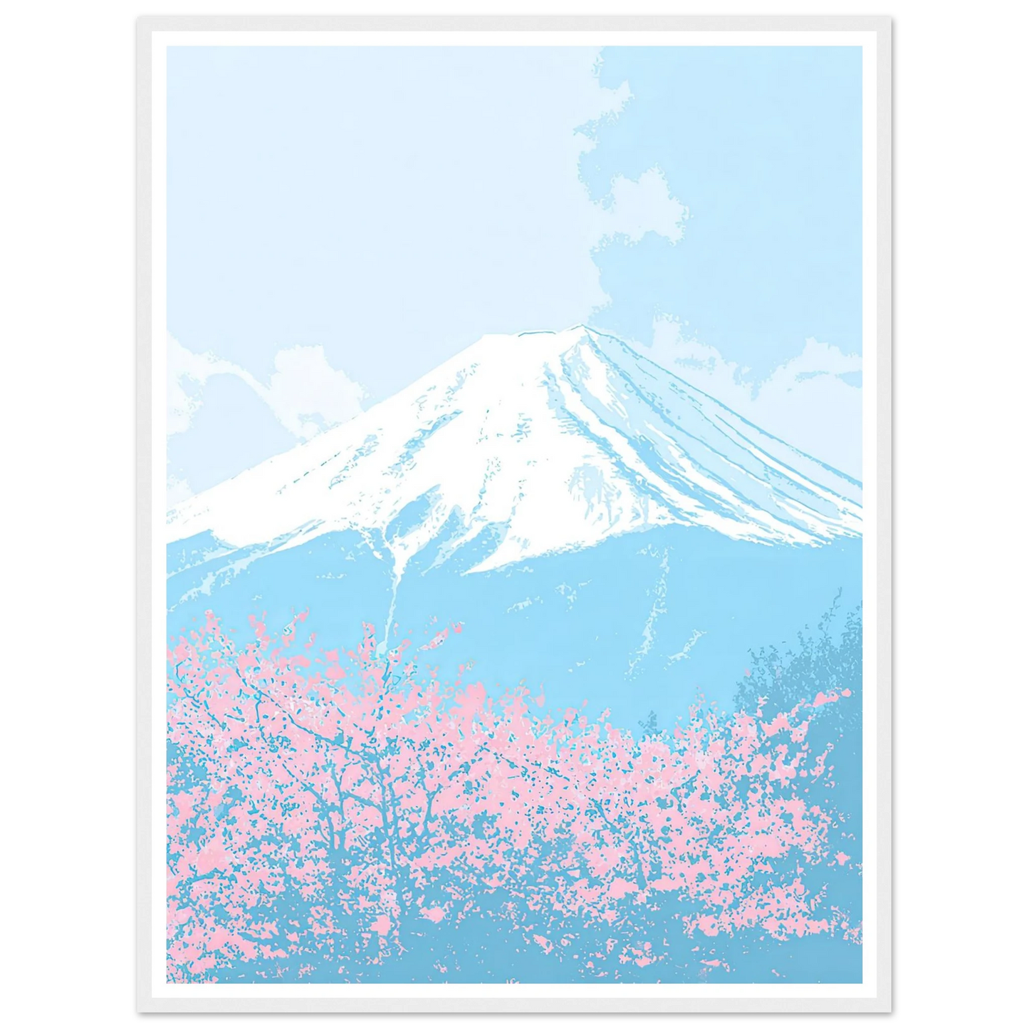Azure Fuji, Neon Pink - Framed Poster - 30x40 cm / 12x16″ - Black frame