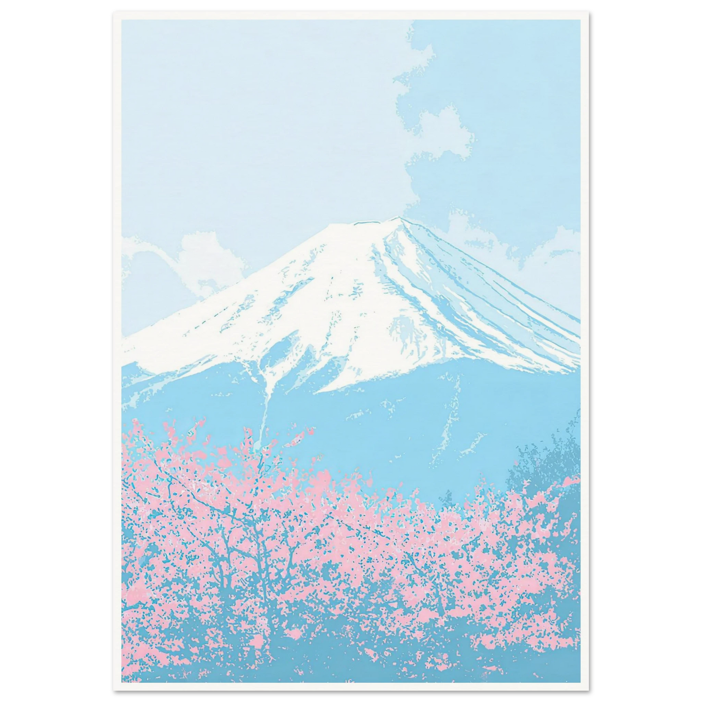 Azure Fuji, Neon Pink - Framed Poster - 30x40 cm / 12x16″ - Black frame
