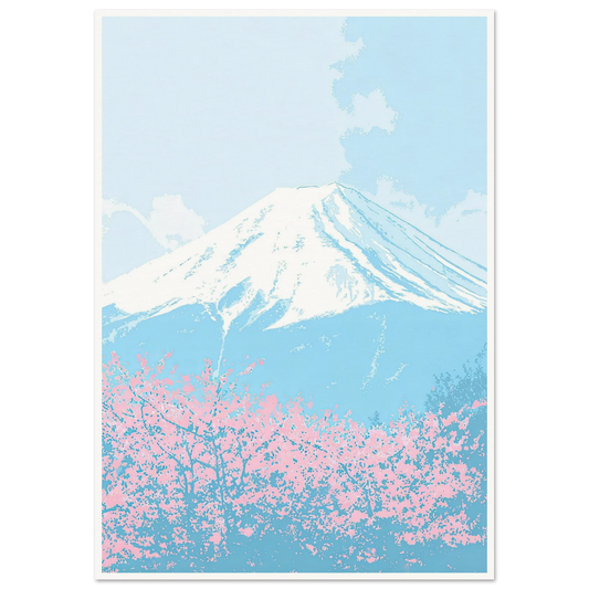 Azure Fuji, Neon Pink - Framed Poster - 30x40 cm / 12x16″ - Black frame