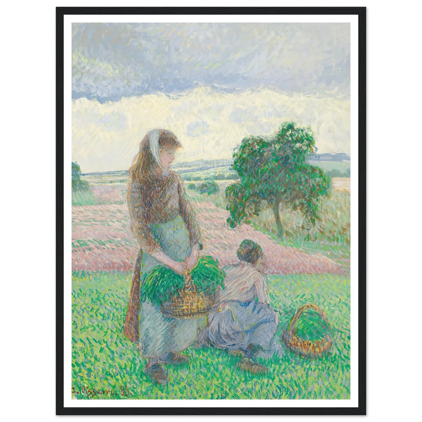 Paysannes portant un panier (1888) Art Print | Camille Pissarro-Quipham Collections