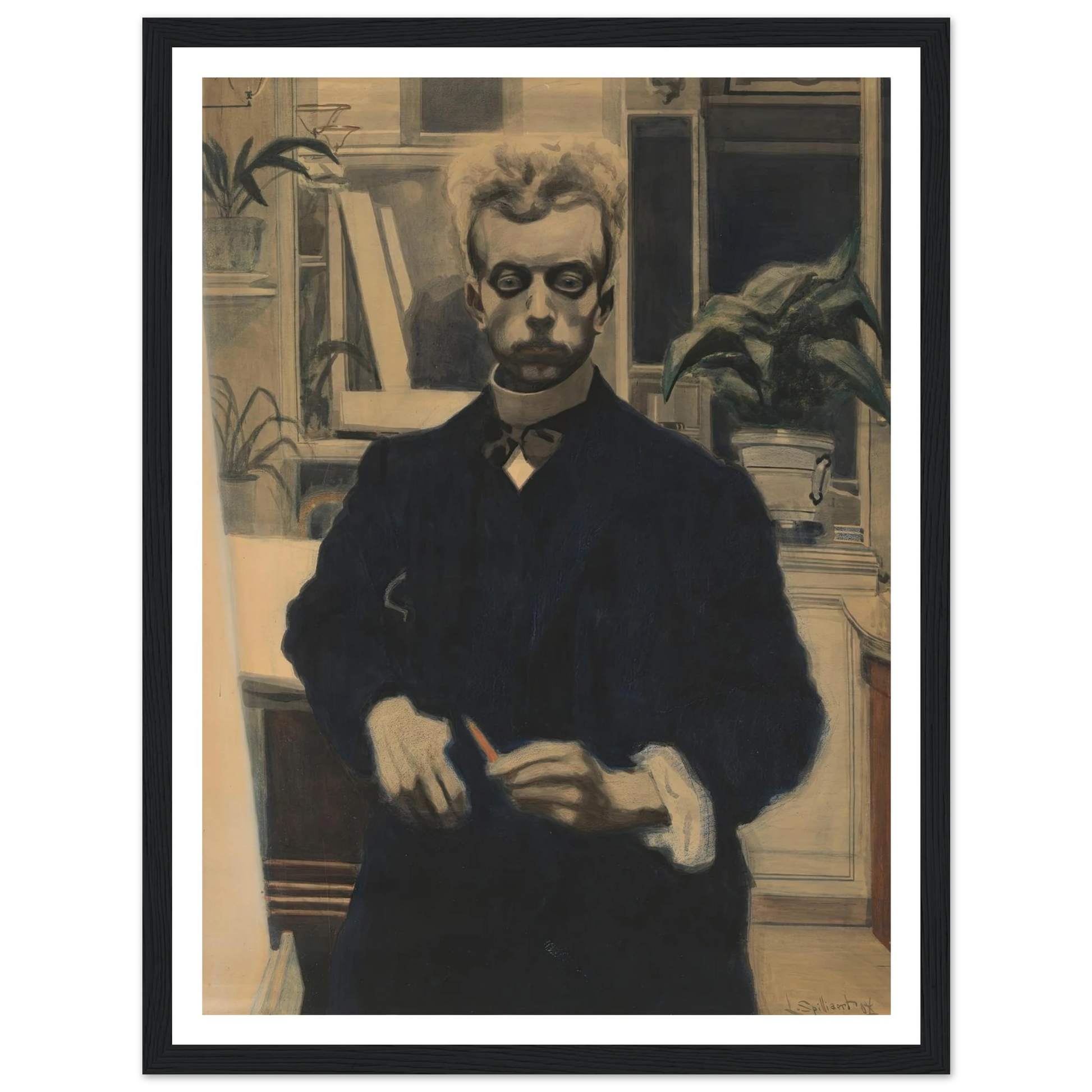 Zelfportret met rood potlood (1908) Art Print | Leon Spilliaert-Quipham Collections