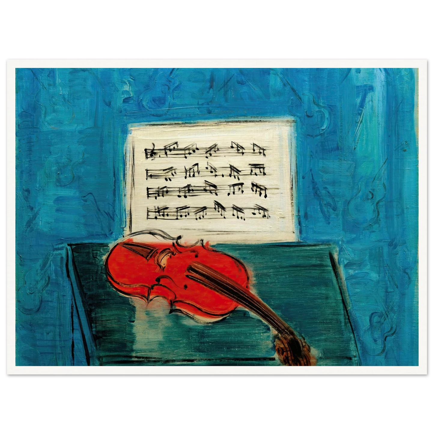 Violon rouge sur fond bleu (1946) Art Print | Raoul Dufy-Quipham Collections