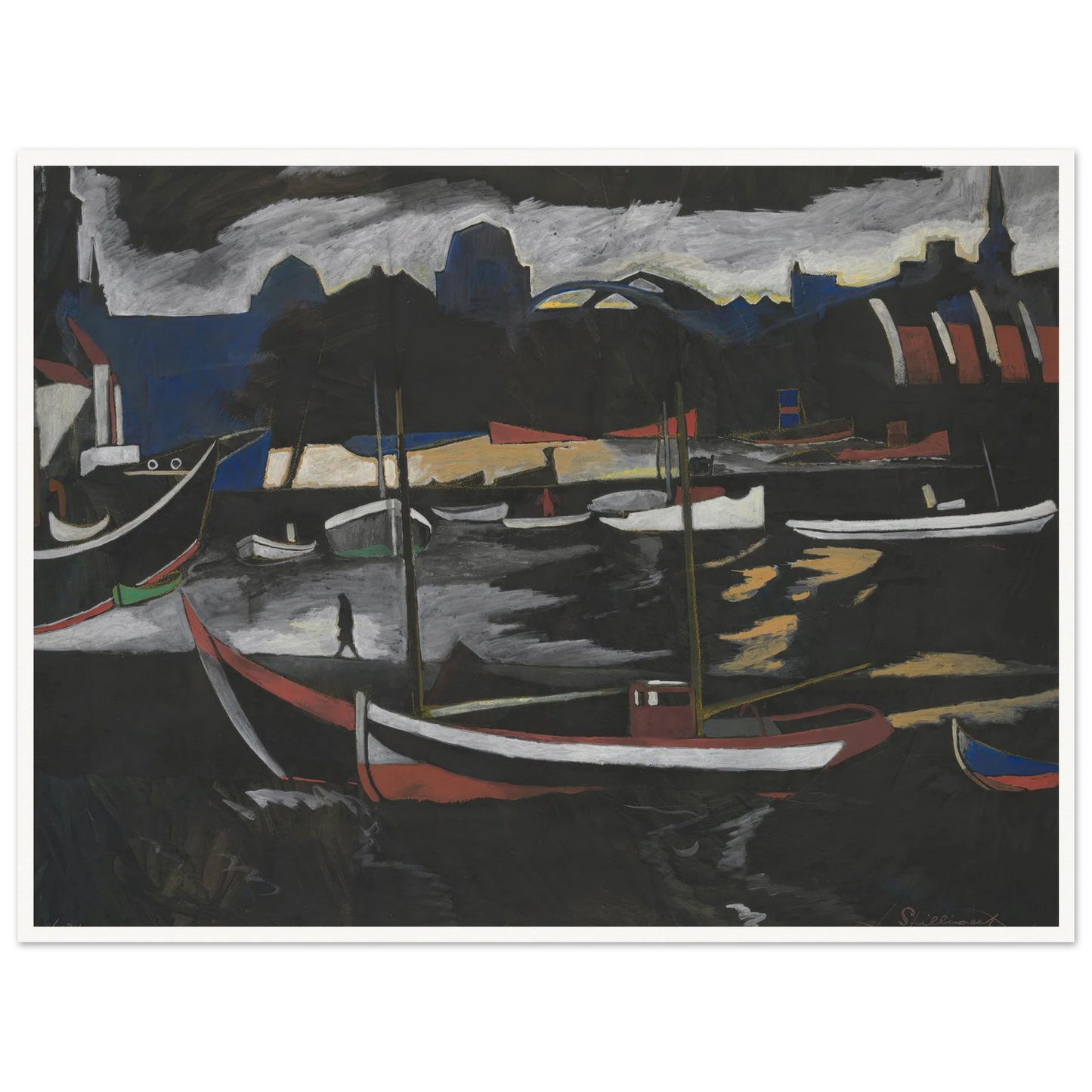 Handelsdokken te Oostende (1924) Art Print | Leon Spilliaert-Quipham Collections