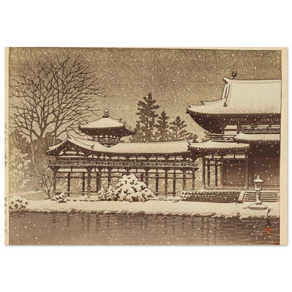 Hoodo no bosetsu (Evening snow at Phoenix Hall) (1951) Art Print | Kawase Hasui-Quipham Collections