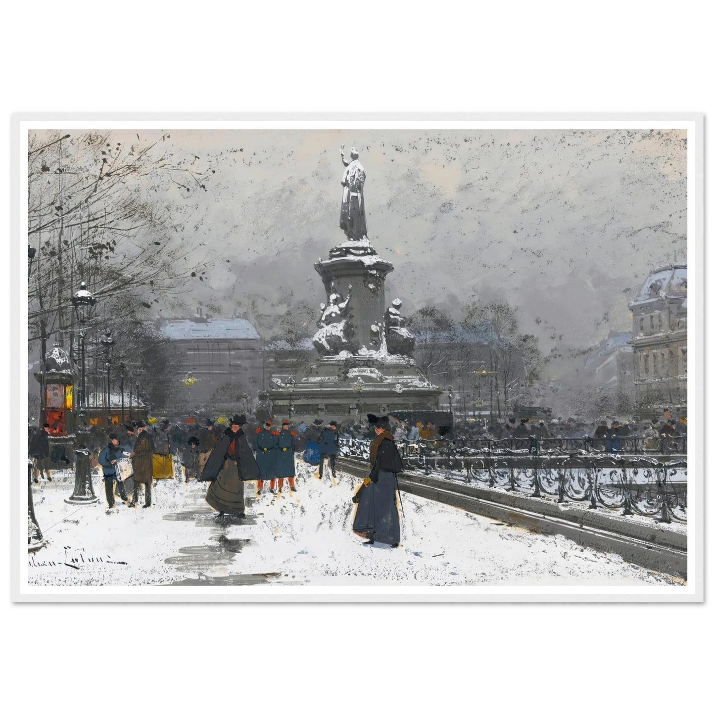 La Place De La République (Neige) Art Print | Eugene Galien Laloue-Quipham Collections
