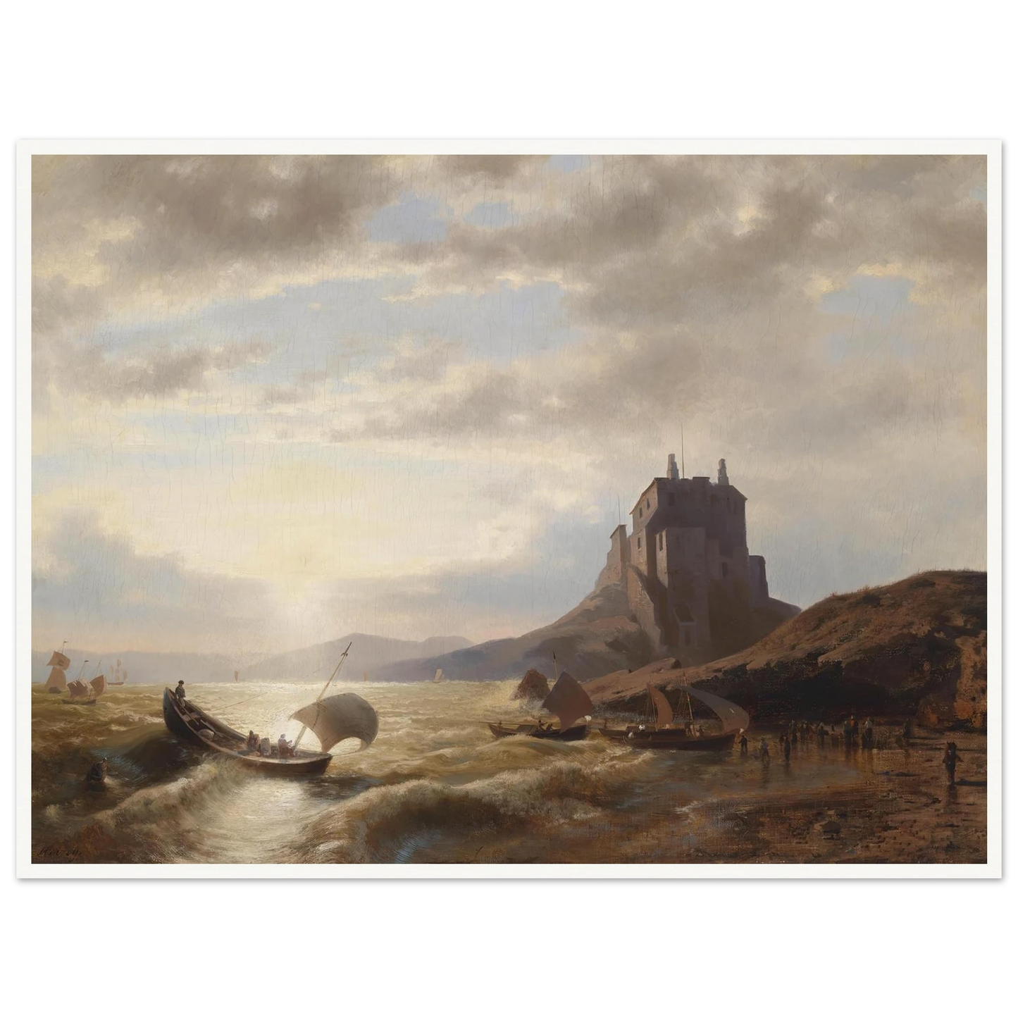 Küstenlandschaft mit Fischern Art Print | Hermann Ottomar Herzog-Quipham Collections