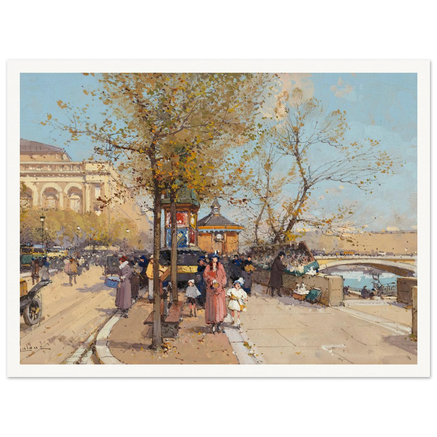 A stroll by the Seine Art Print | Eugene Galien Laloue-Quipham Collections