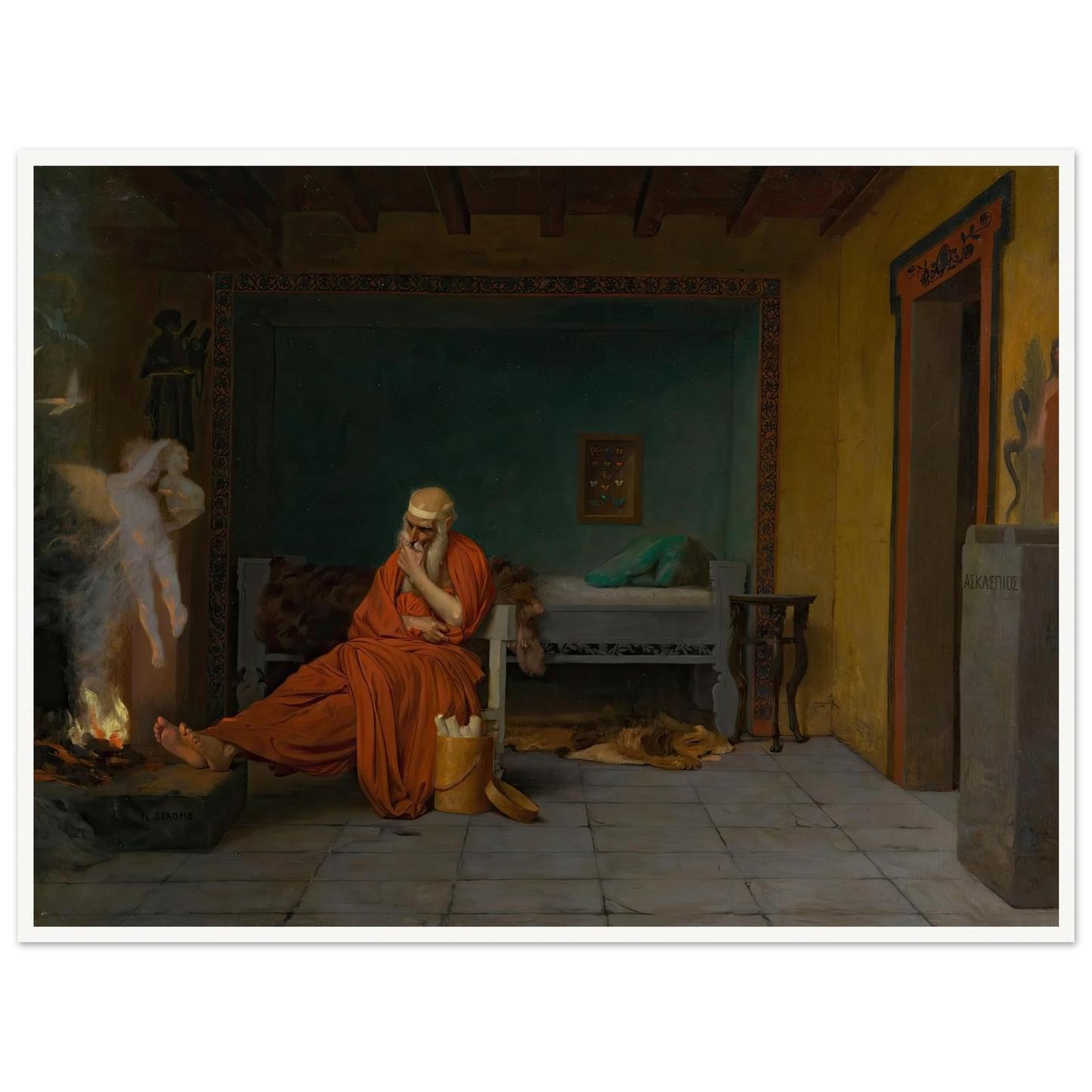 The Poet Dreams of Cupid by the Fire Art Print | Jean Leon Gerome-Quipham Collections