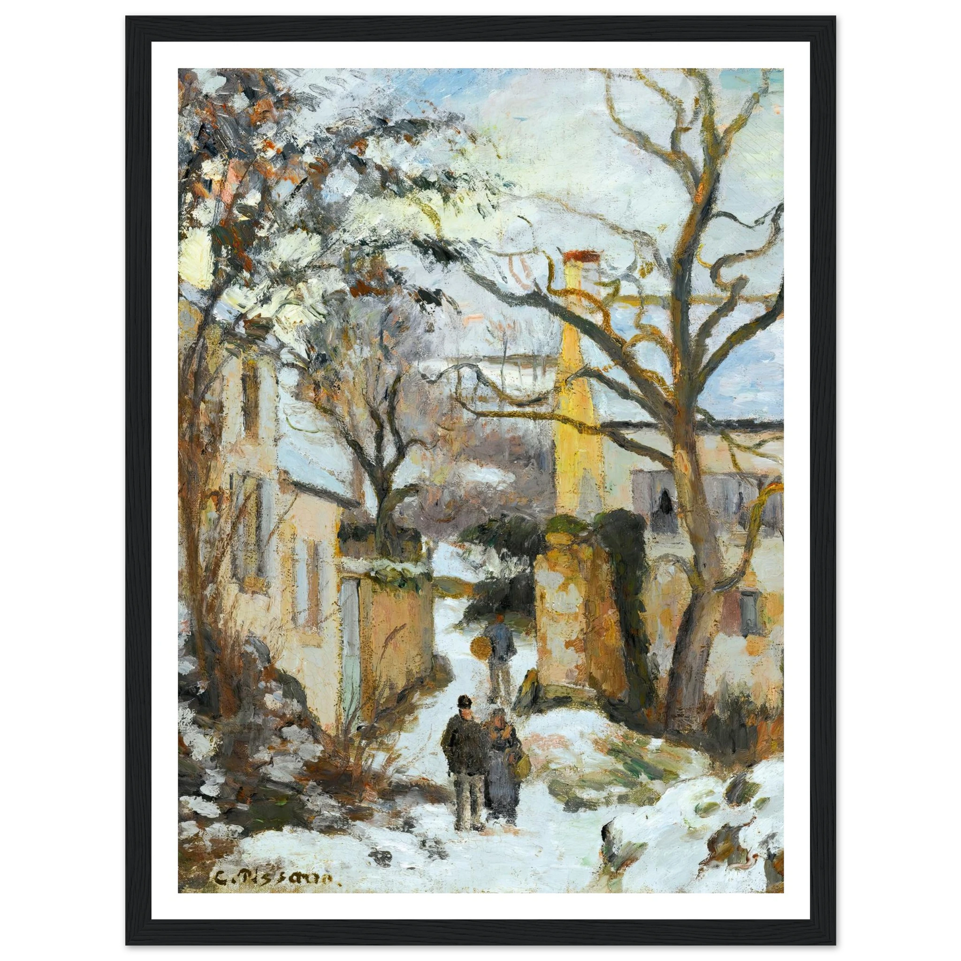 La Maison Rondest Sous La Neige, Pontoise Or Chemin De L’hermitage, Pontoise, Sous La Neige (circa 1875) Art Print | Camille Pissarro-Quipham Collections