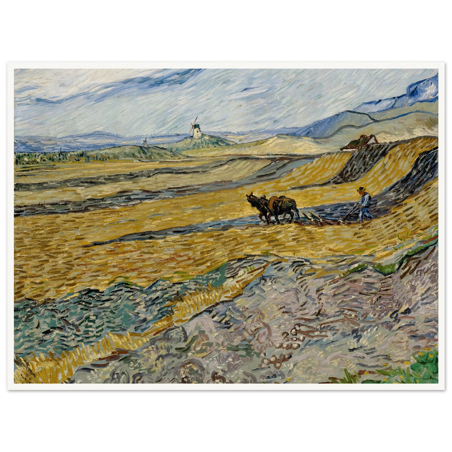 Enclosed Field with Ploughman (1889) Art Print | Vincent van Gogh-Quipham Collections
