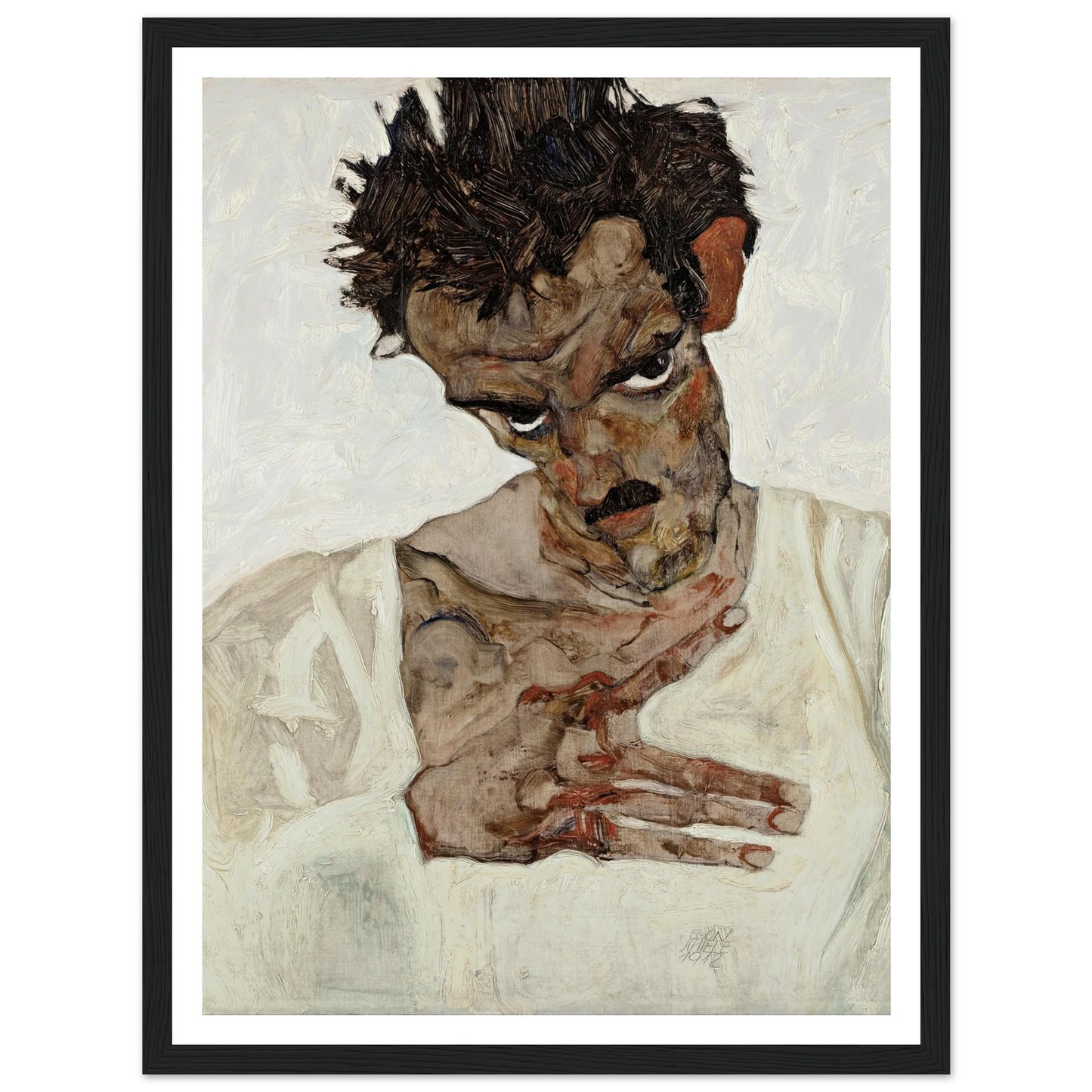 Self-Portrait With Lowered Head (1912) Art Print | Egon Schiele-Quipham Collections