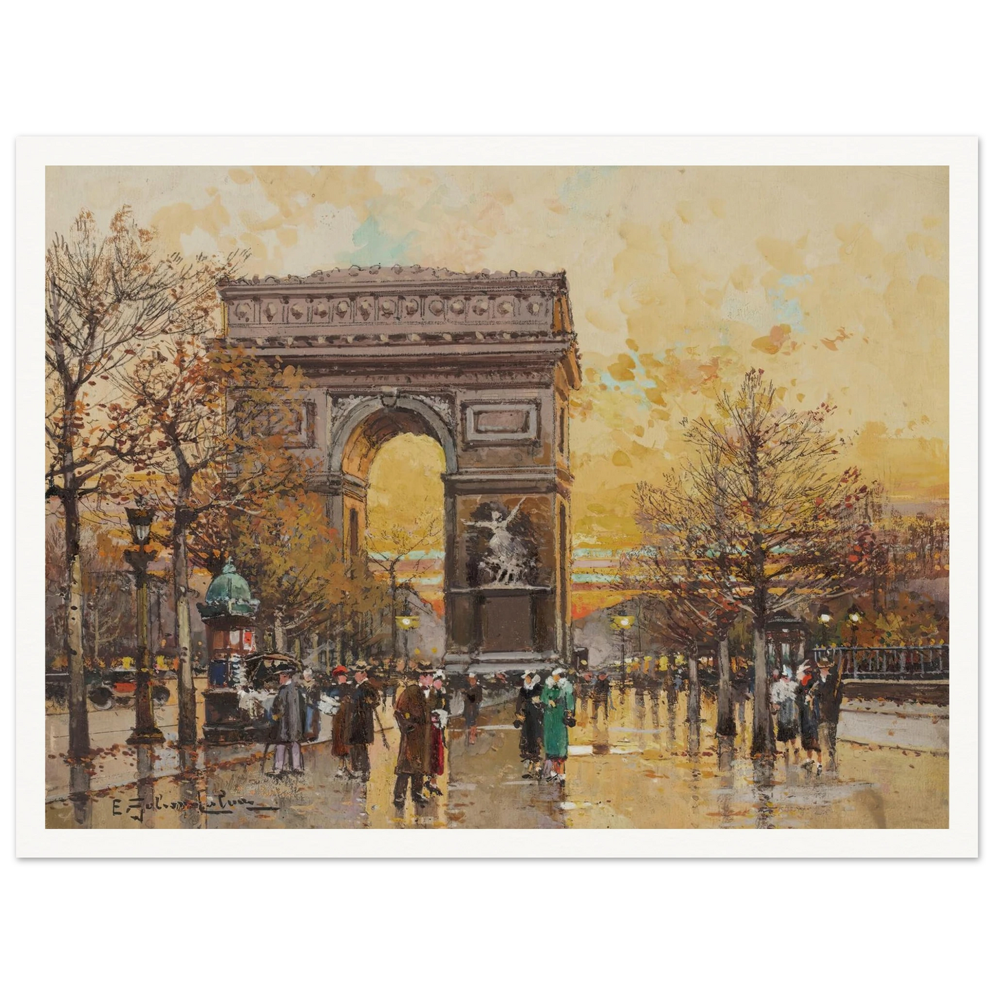 Arc de Triomphe in the Fall Art Print | Eugene Galien Laloue-Quipham Collections
