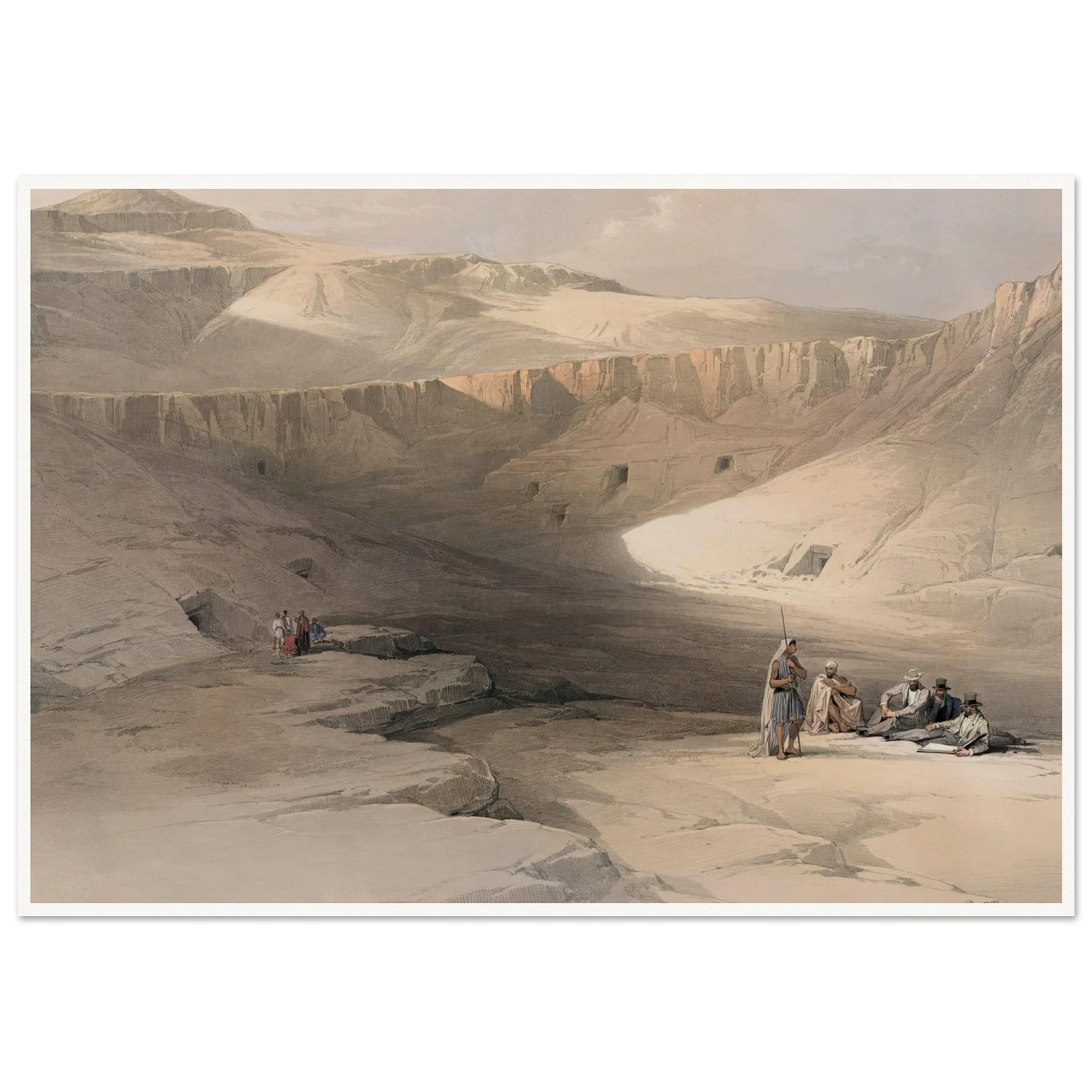 Entrance to the tombs of the kings of Thebes. Bab-el-Malouk [Bîbân al-Mulûk]. (1846-1849) Art Print | David Roberts-Quipham Collections
