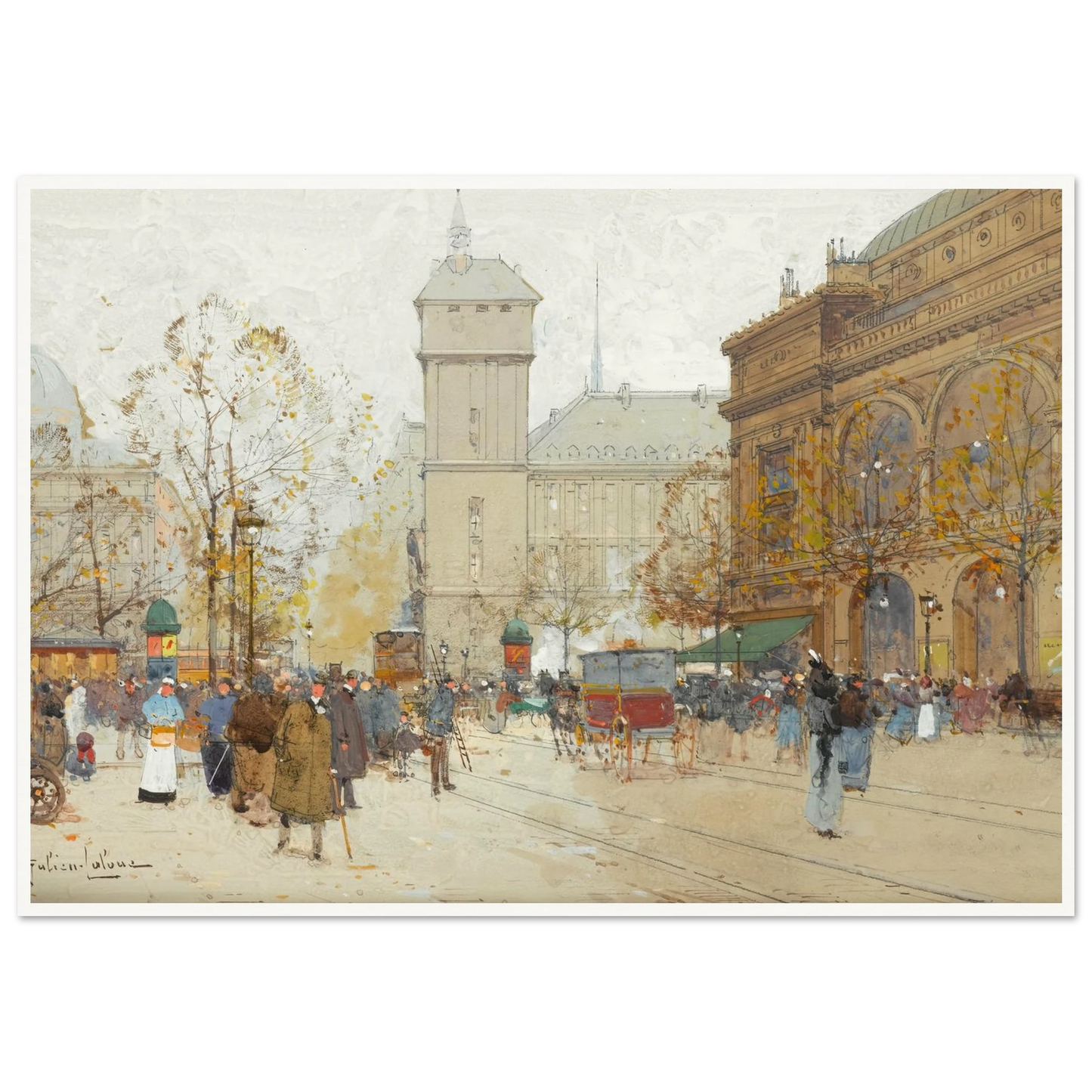 La Place Du Chatelet Art Print | Eugene Galien Laloue-Quipham Collections