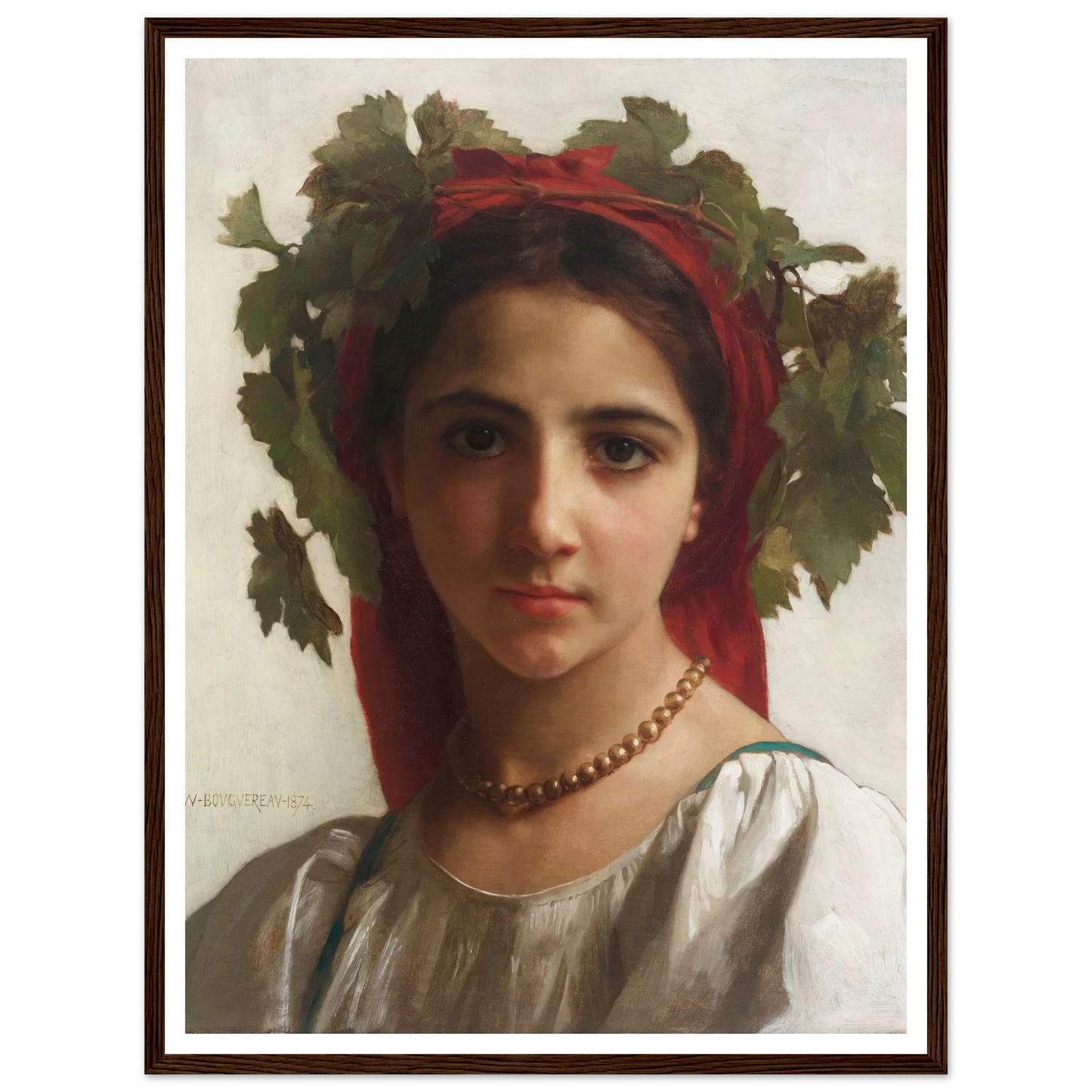 Jeune fille couronnée de pampres (1874) Art Print | William Bouguereau-Quipham Collections