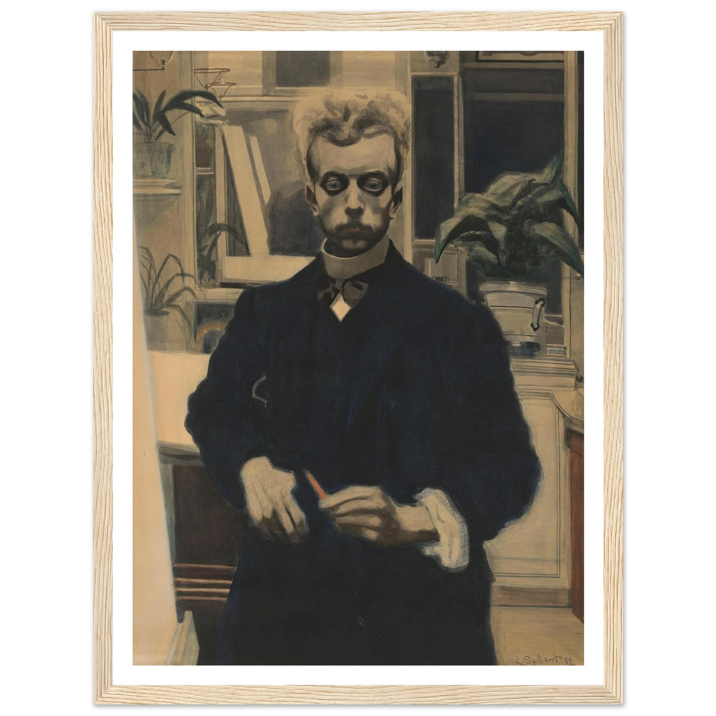 Zelfportret met rood potlood (1908) Art Print | Leon Spilliaert-Quipham Collections