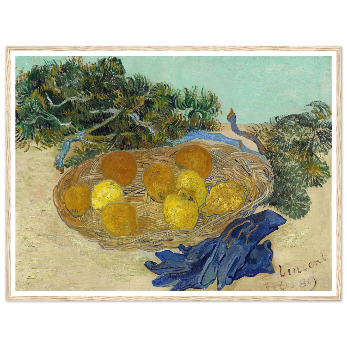 Still Life of Oranges and Lemons with Blue Gloves (1889) Art Print | Vincent van Gogh-Quipham Collections