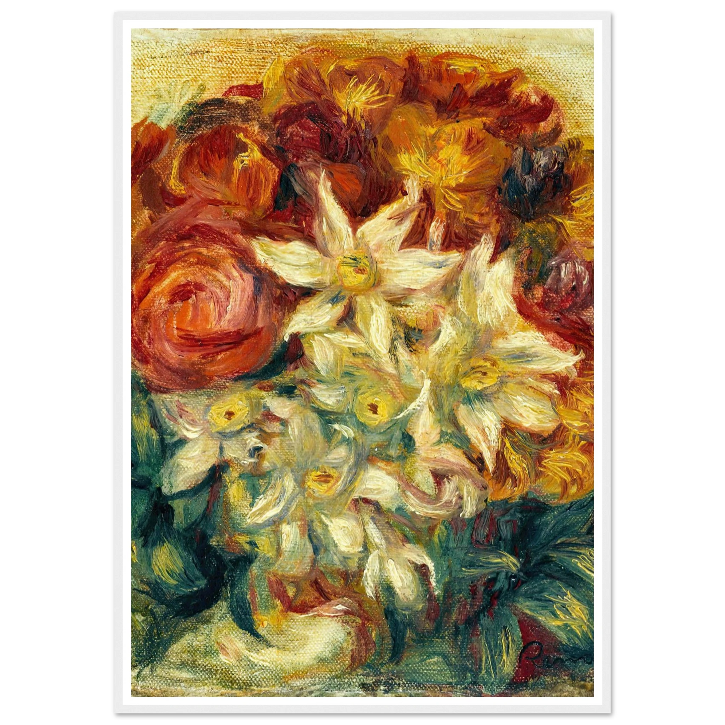 Bouquet de narcisses et de roses (1914) Art Print | Pierre Auguste Renoir-Quipham Collections