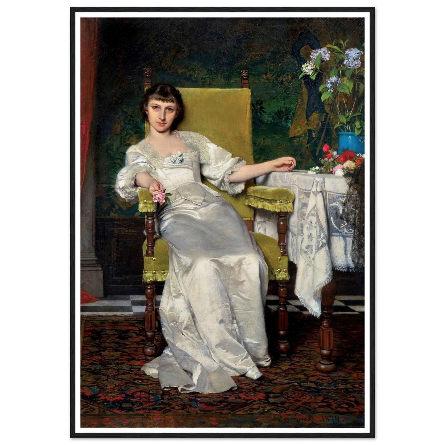A lady with rose (1879) Art Print | Wladyslaw Czachorski-Quipham Collections