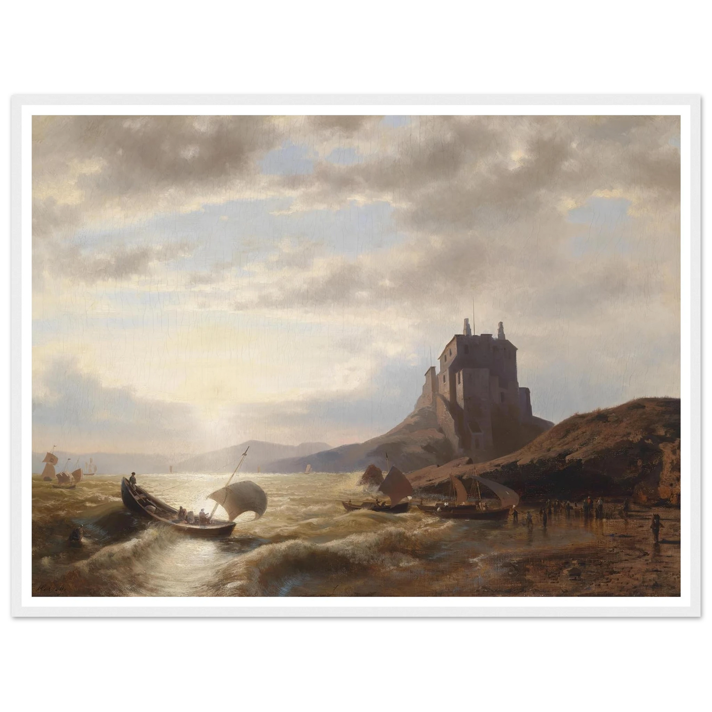 Küstenlandschaft mit Fischern Art Print | Hermann Ottomar Herzog-Quipham Collections