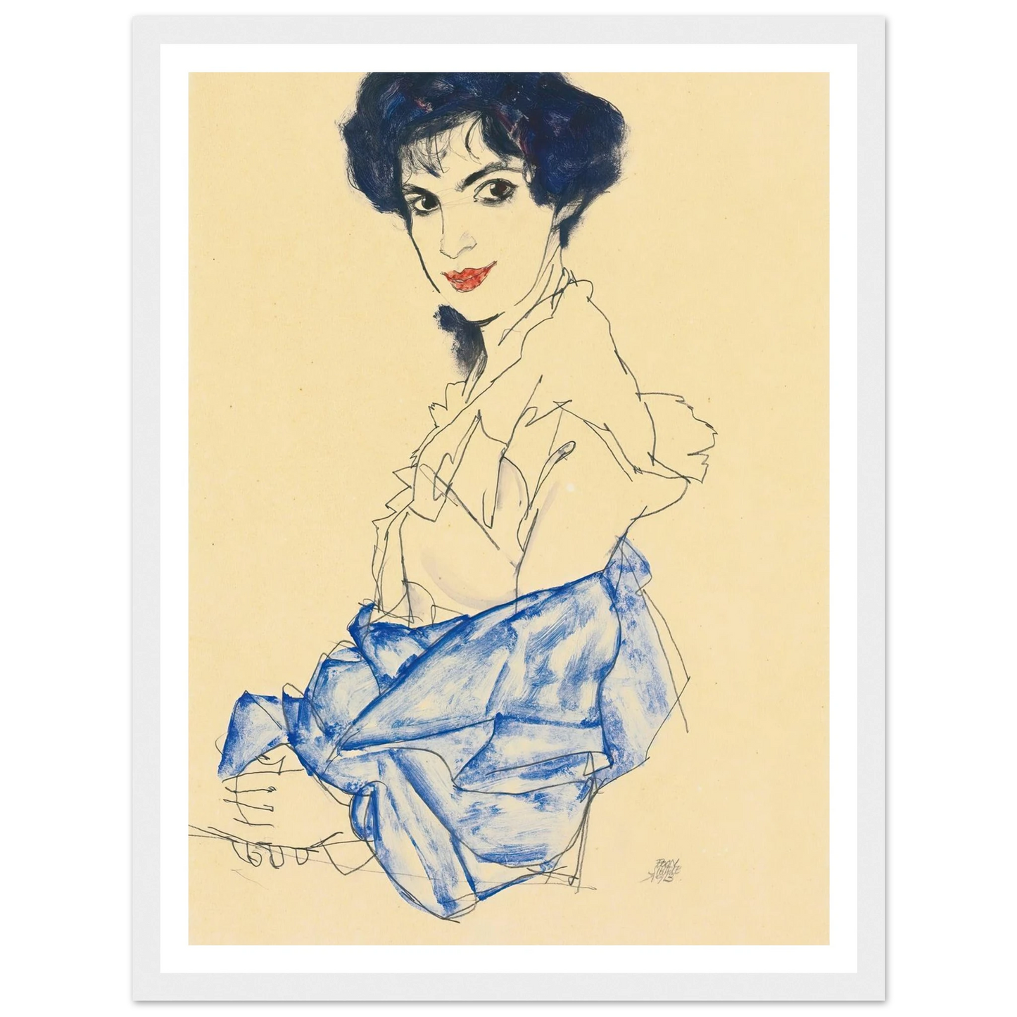 Elisabeth Lederer, Seated With Hands Folded (1913) Art Print | Egon Schiele-Quipham Collections