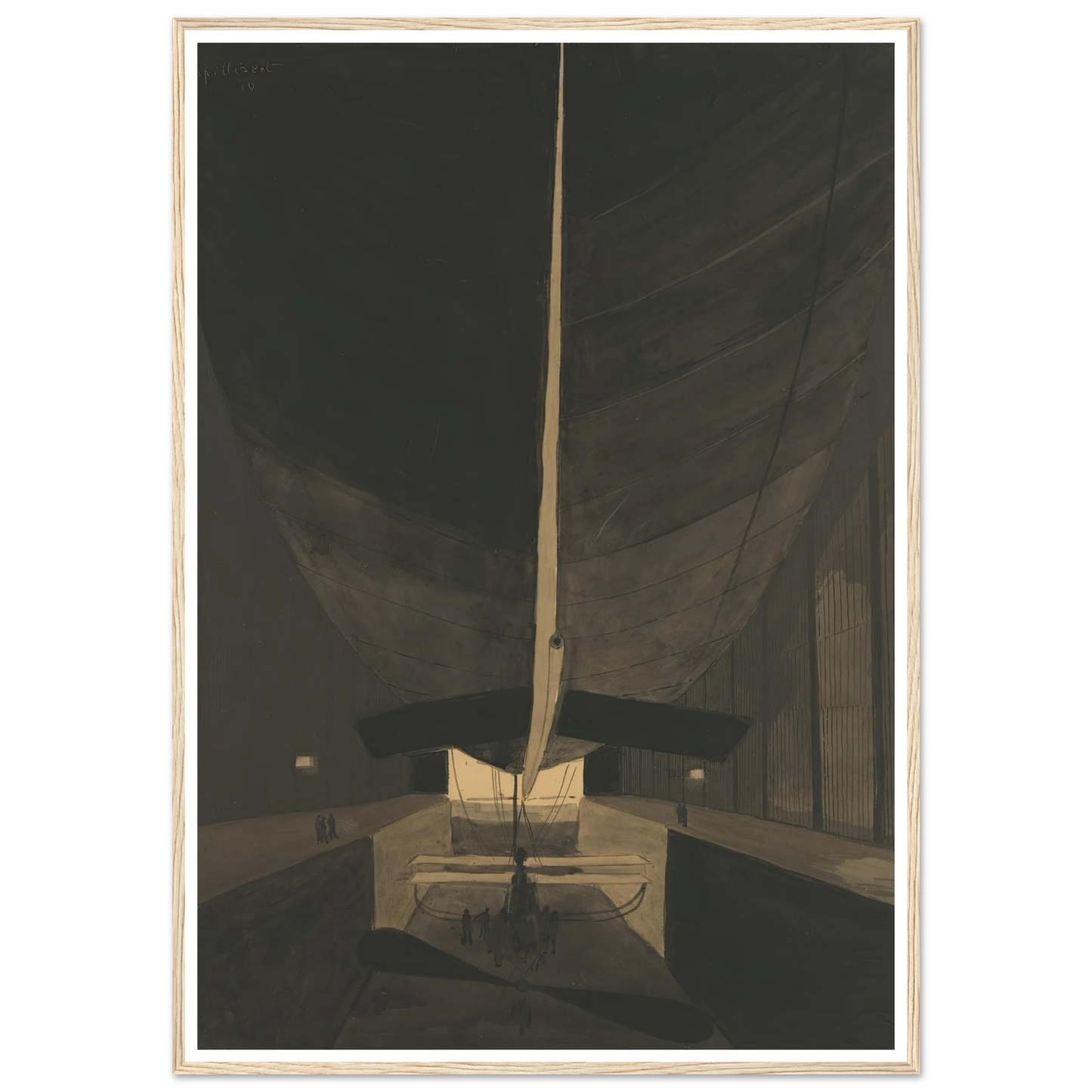 Het luchtschip Belgique II in zijn loods (1910) Art Print | Leon Spilliaert-Quipham Collections