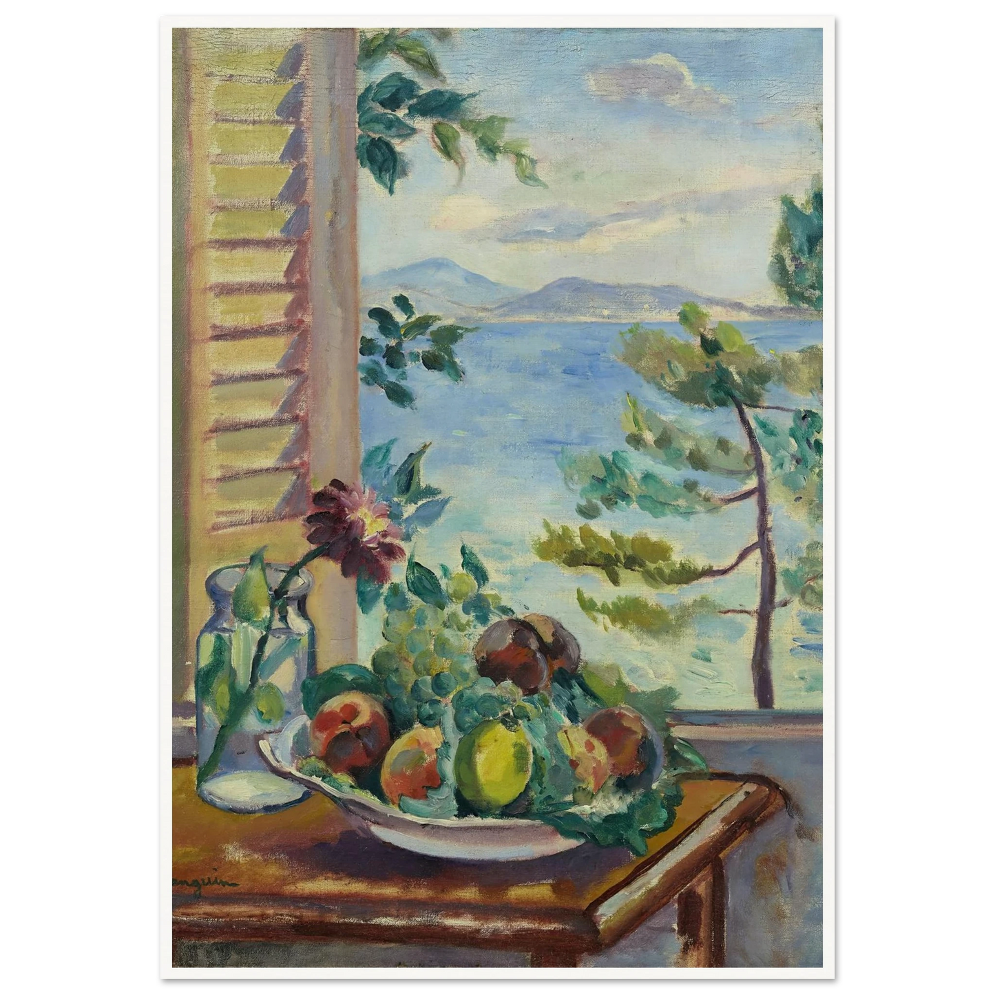 Pêches et raisins à la fenêtre (1920) Art Print | Henri Manguin-Quipham Collections