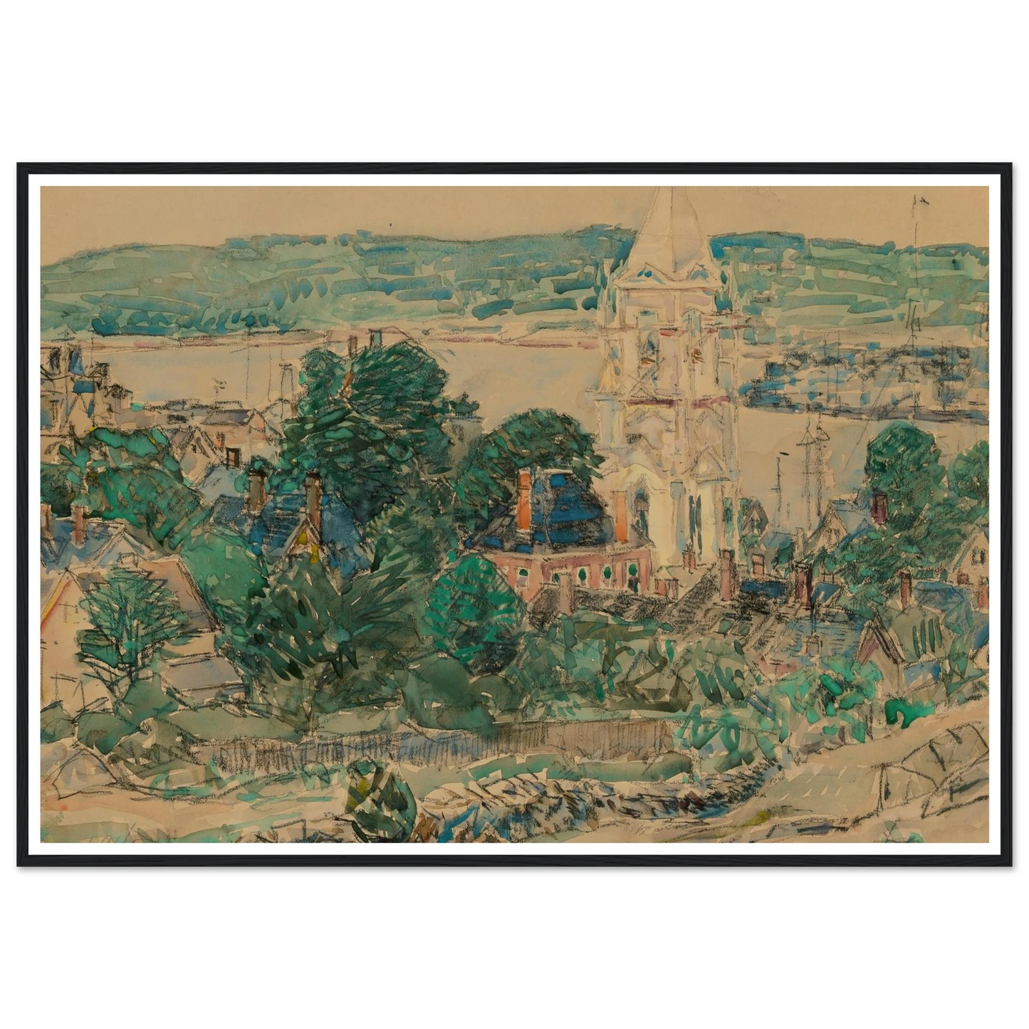 Shingling the First Baptist Church, Gloucester study (1919) Art Print | Childe Hassam-Quipham Collections