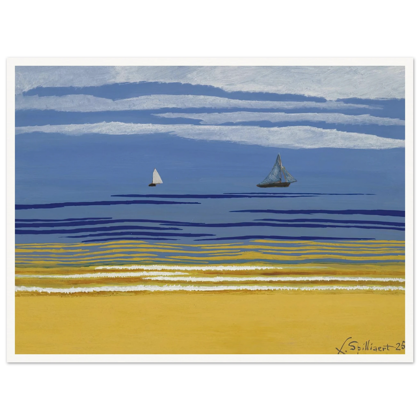 Marine avec bateaux à voiles (1925) Art Print | Leon Spilliaert-Quipham Collections