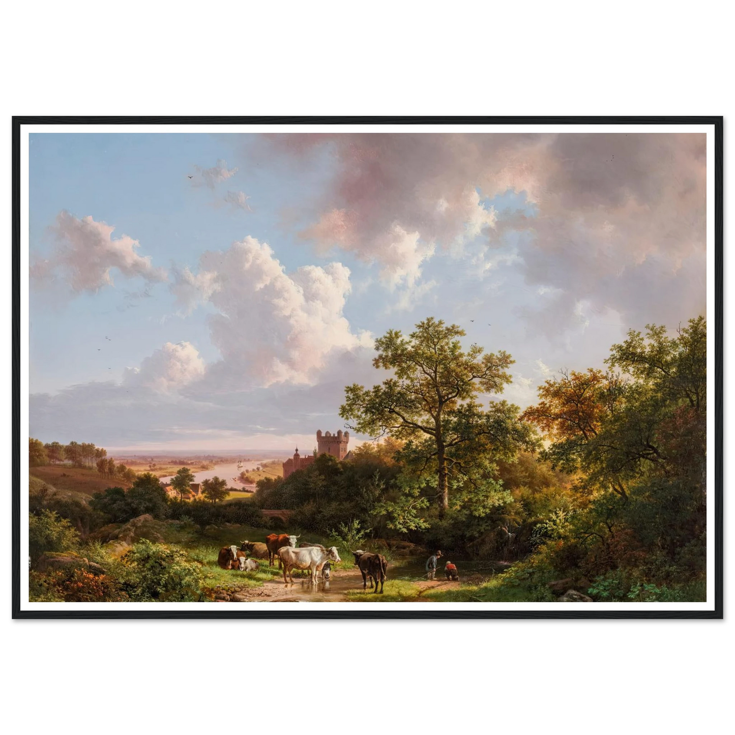 A panoramic landscape with a view on the Middle-Rhine with a castle (1841) Art Print | Barend Cornelis Koekkoek-Quipham Collections