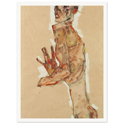 Self-Portrait with Splayed Fingers (1911) Art Print | Egon Schiele-Quipham Collections