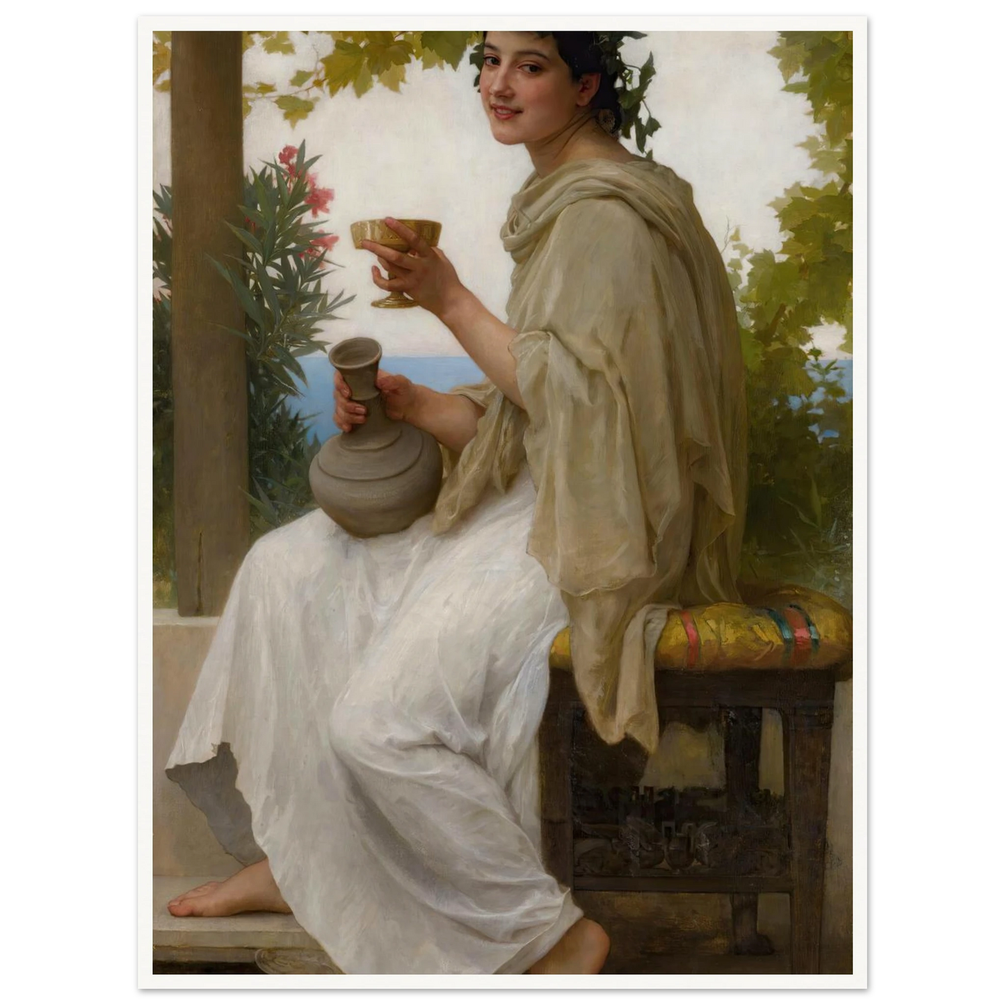 Bacchante (1894) Art Print | William Bouguereau - Framed Poster - 30x40 cm / 12x16″ - Black frame