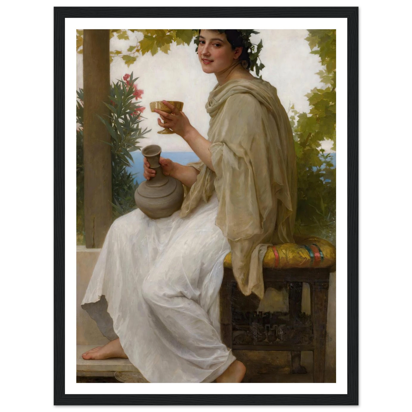 Bacchante (1894) Art Print | William Bouguereau - Framed Poster - 30x40 cm / 12x16″ - Black frame