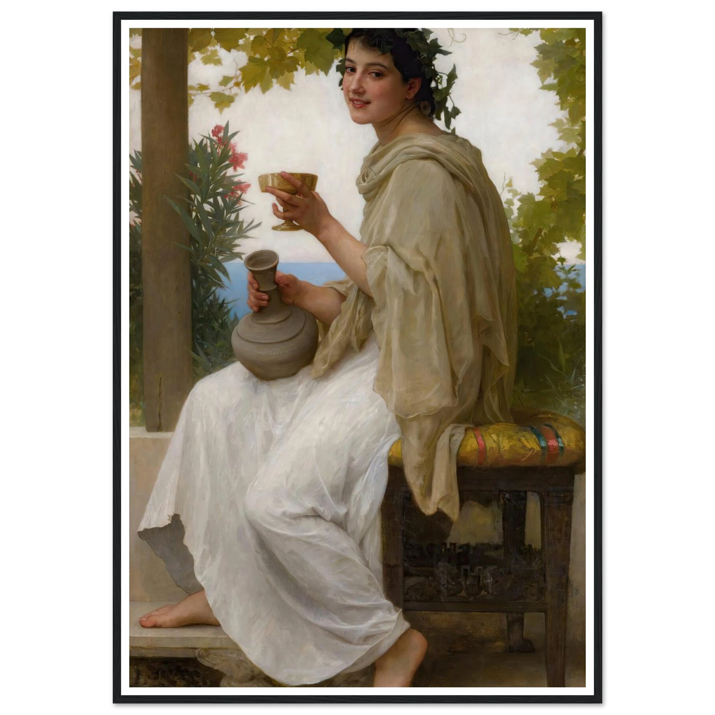 Bacchante (1894) Art Print | William Bouguereau - Framed Poster - 30x40 cm / 12x16″ - Black frame